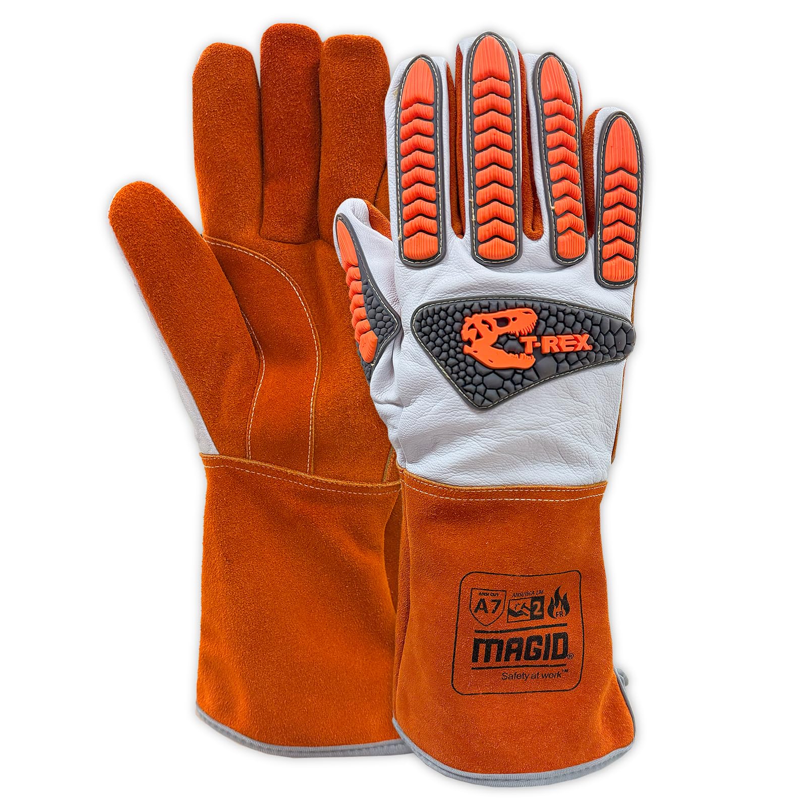 MAGID T-REX Flame Resistant Leather Impact Welder Gloves, 1 Pair