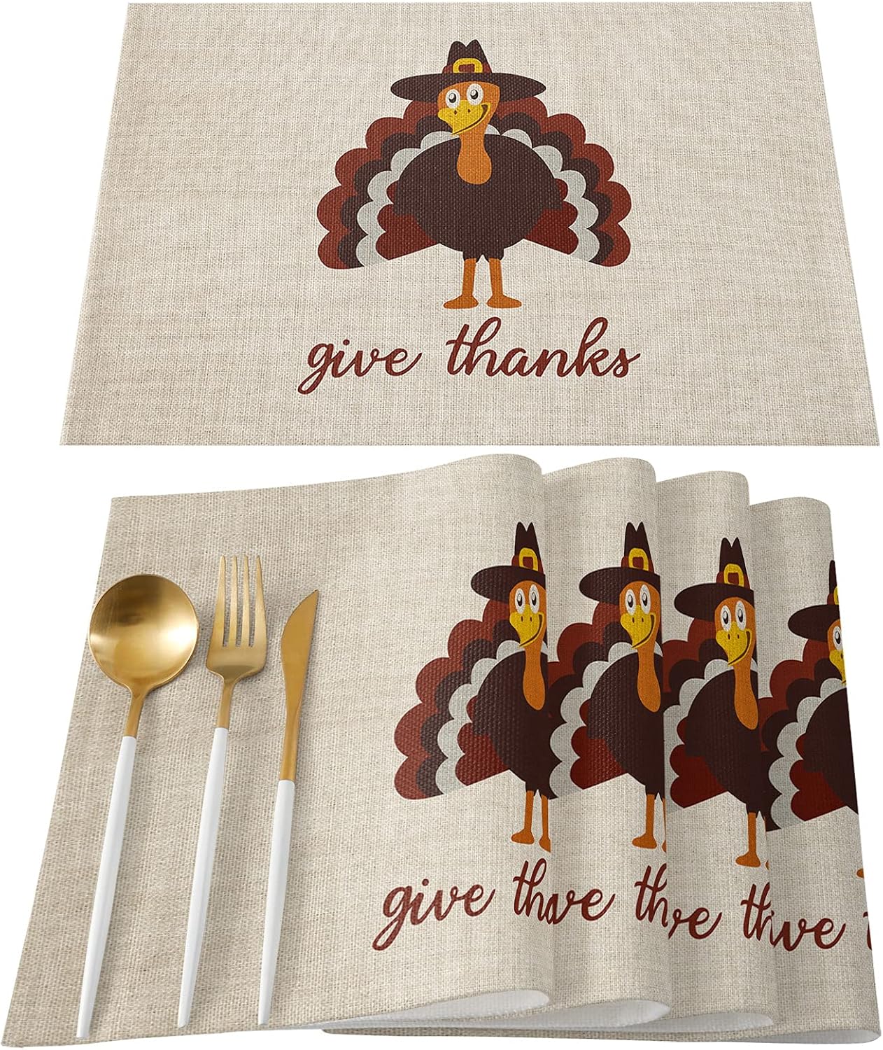 SIMIGREE Juego de 6 manteles individuales de algodón y lino para mesa