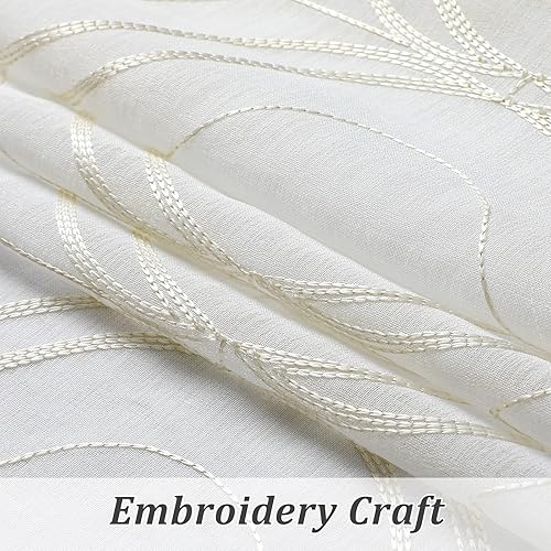 Miniatura 5 de Visiontex. Cortinas de lino sintético con bolsillo para tubo, cortinas para ventana, para sala de estar, juego de 2 paneles de cortina.