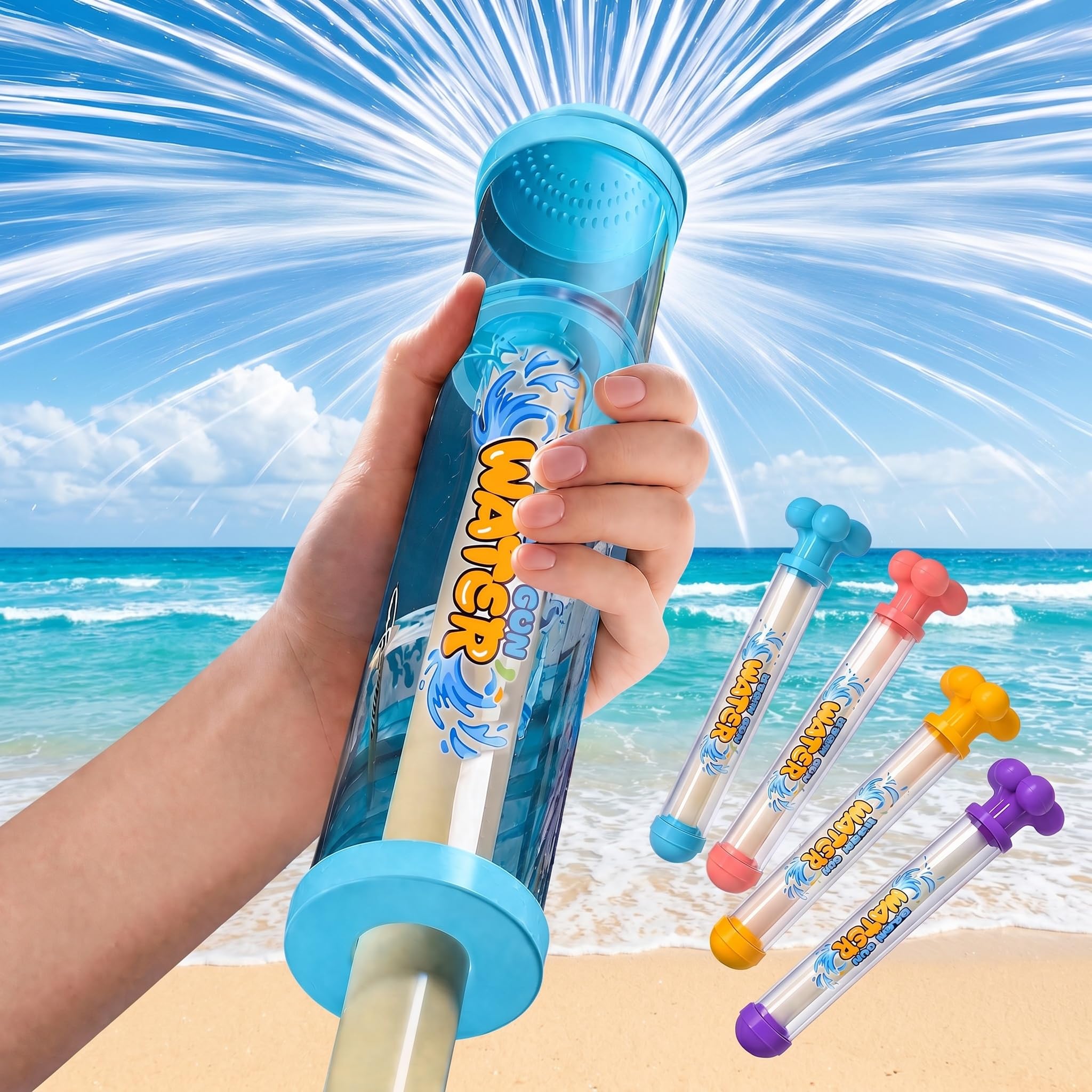 4 Stück Feuerwerk Wasserpistole, Wasserspielzeug Kinder Outdoor, Wasserspritze Kinder, Firework Wasserspritze für Pool, Strand, Sommer Party Outdoor