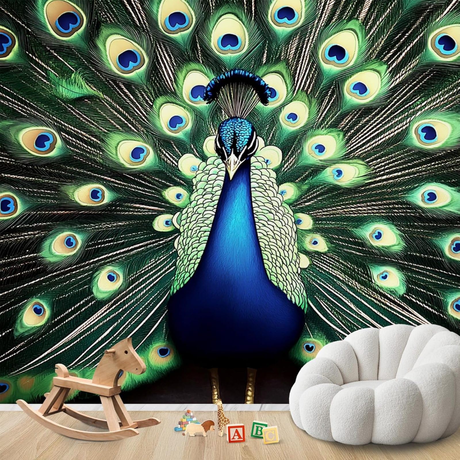hgjdjhnf Photo Wallpaper Peacock Feathers Non-Woven ModernLiving Room Bedroom Children's RoomDecoration Motif Wallpaper,200cmx140cmSticker - Background- Painting - Poster
