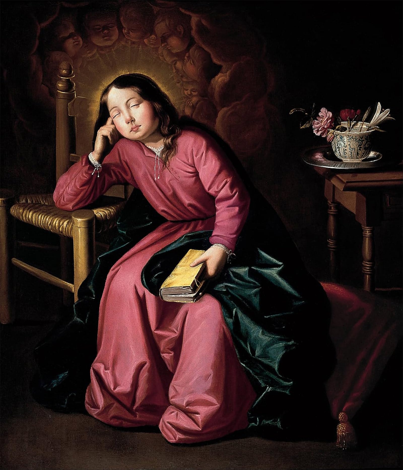 ARTXLXXBN Famous Painting Art Wall Decor Abstract Art Picture the Child Virgin Asleep by Francisco De Zurbaran Animal Pictures for Home Decor 60x90cm