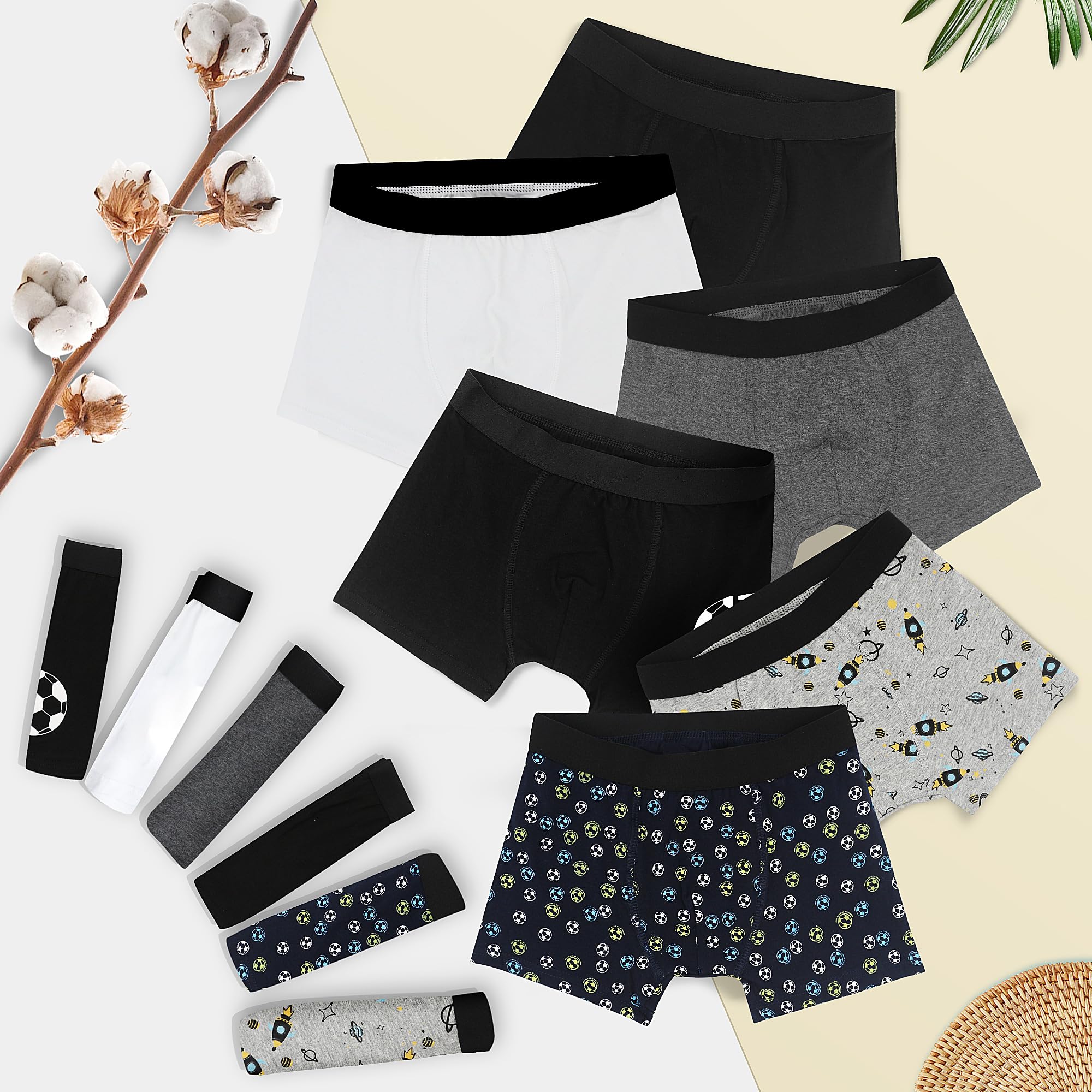 (Lot de 12 Boxer Enfant - Boxers Confortables pour Enfants - sous-Vêtements pour Garçons Riches en Coton 6-18 Ans