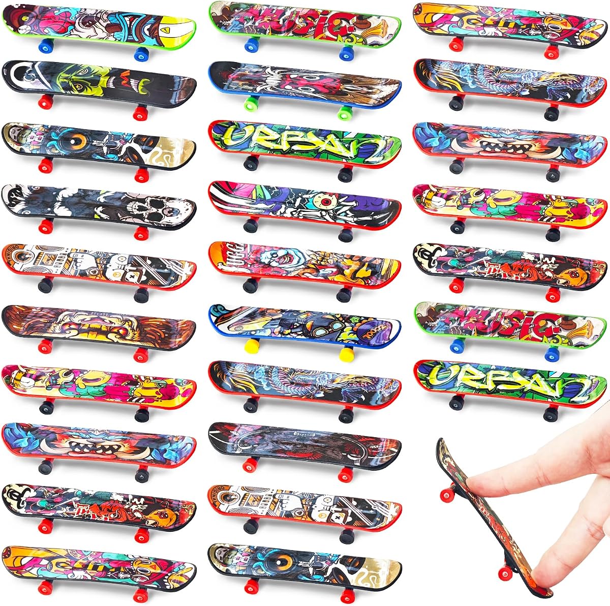 50 Pcs Mini Finger Skateboards Set,Finger Boards Multi-Item Party Favor Toy | Collectible Desk Accessories, Hobby Practice Set, Creative Finger Skill Activity, Desktop Entertainment, Casual Events