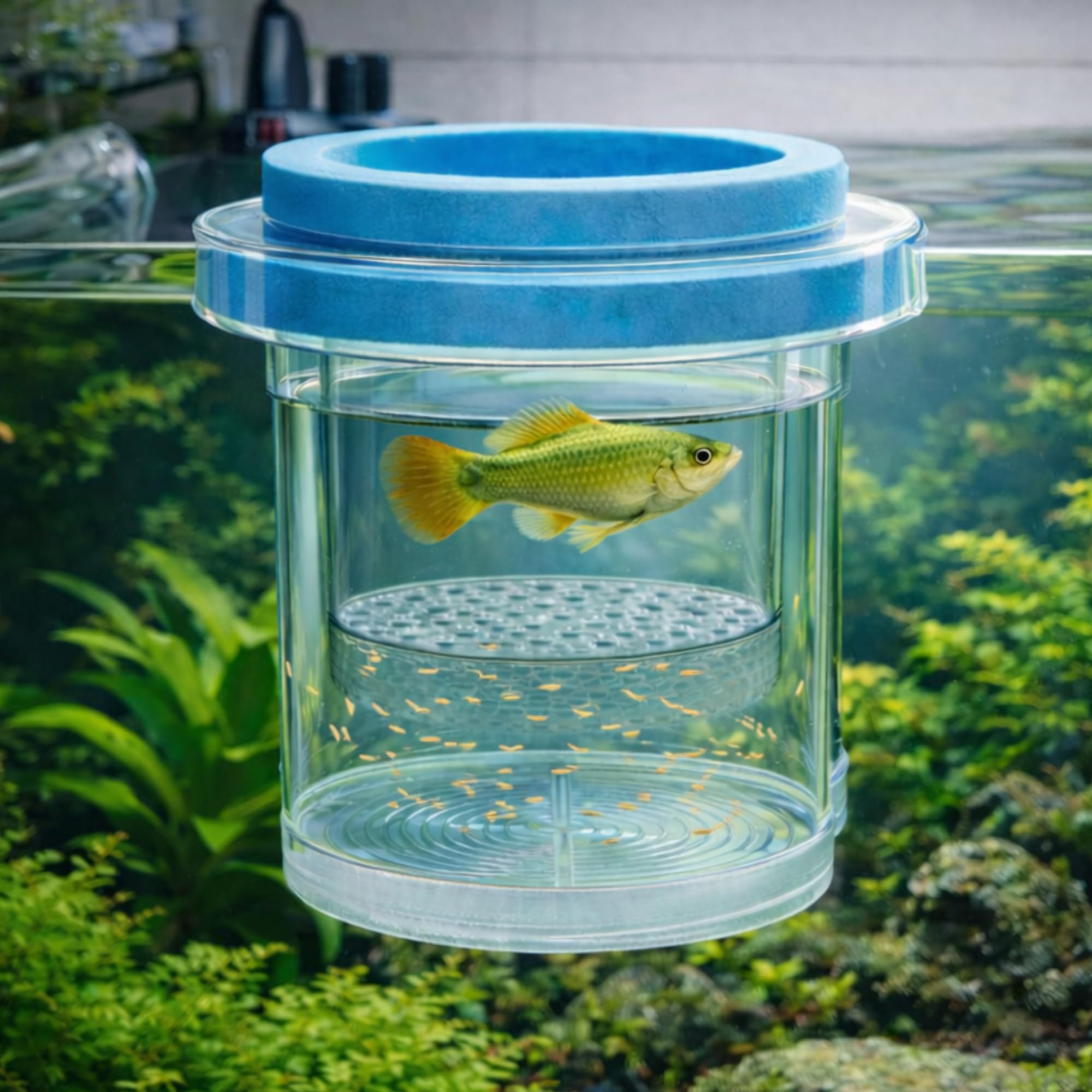 Round Aquarium Fish Breeder & Isolation Box 11.5CM | Floating Acrylic Breeding Hatchery with Dual Chamber Fry Safety | Baby Fish Separator for Guppy, Betta, Molly Tanks-image-23