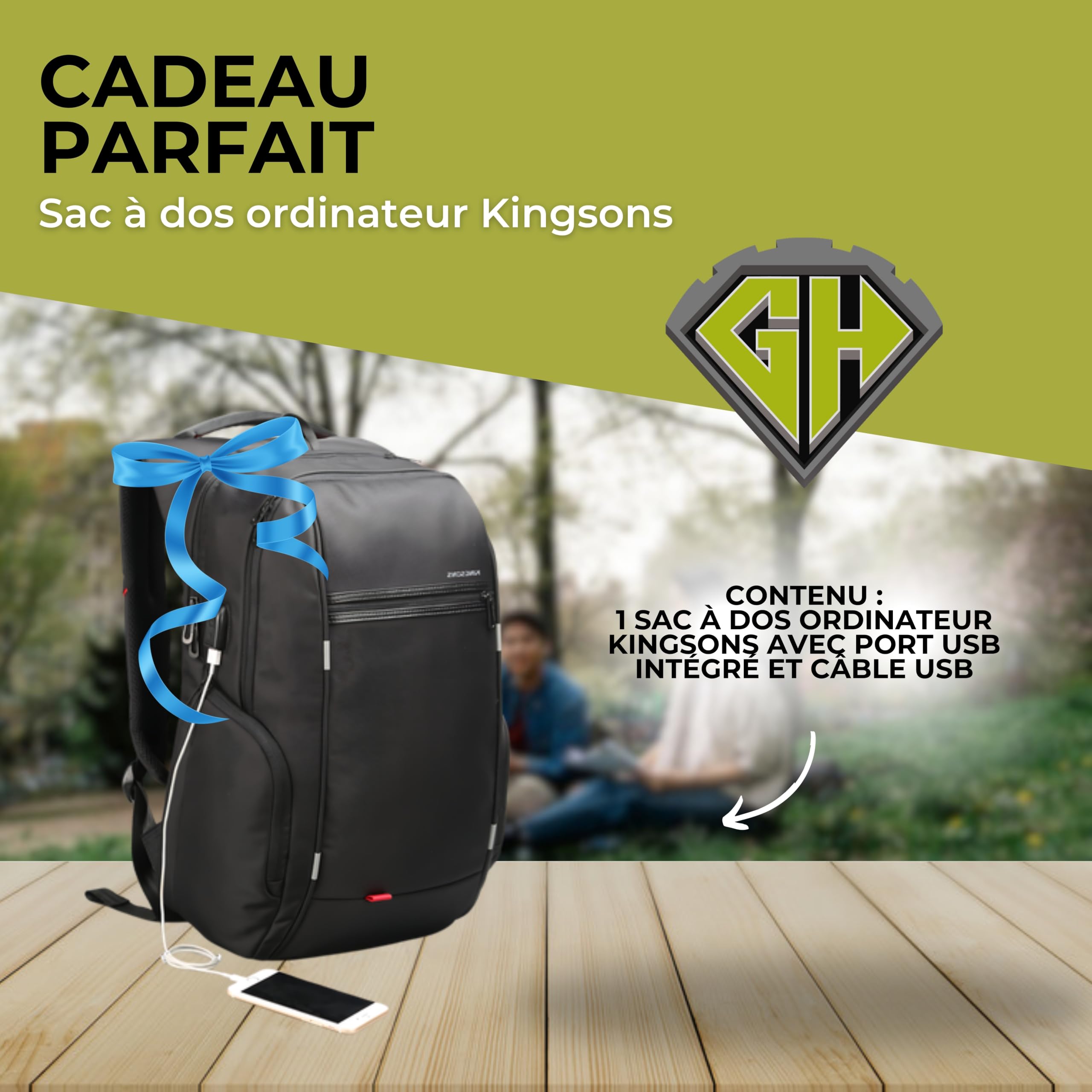 Un grand sac à dos ordinateur 15.6 et sac à dos usb extérieur idéal urbain | Le sac à dos business déperlant idéal pour vos pluies légères. Contient 30 L avec de belles bretelles ergonomiques au dos