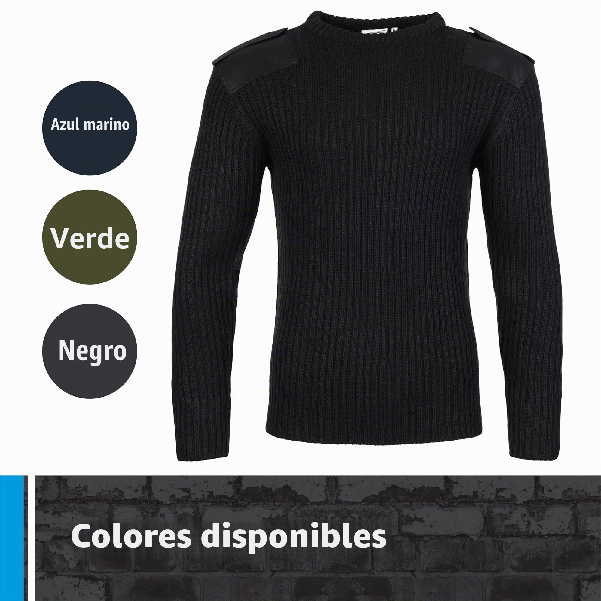 Jersey de combate con cuello redondo Fort 120, negro, talla pequeña