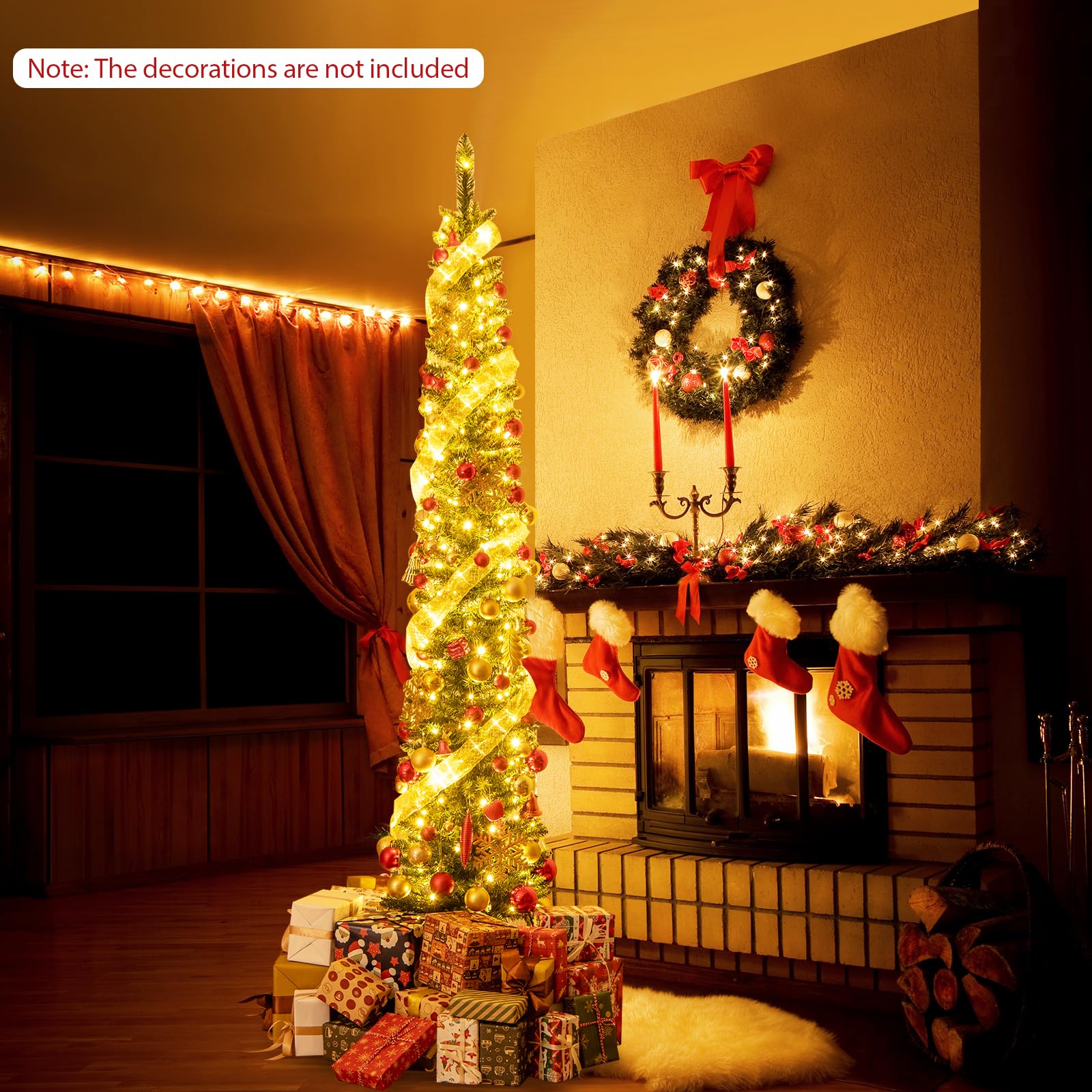 DREAMADE Weihnachtsbaum 210 Cm Mit LED - Vorbeleuchtet & Flammhemmend