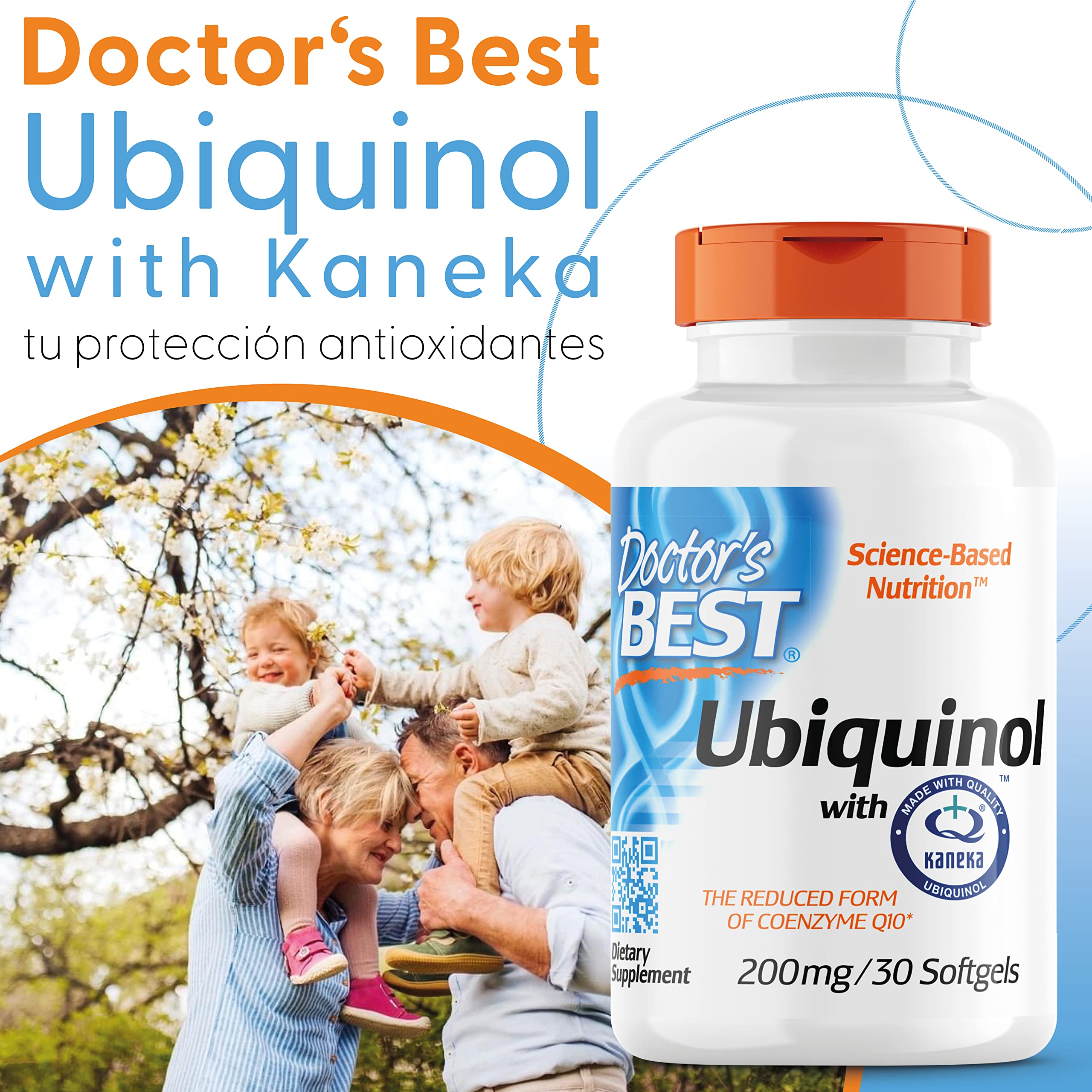 Doctor's Best, Ubiquinol, con Kaneka QH Ubiquinol, 200mg, 30 Cápsulas blandas, Coenzima Q10, Altamente Dosificada, Probada en Laboratorio, Sin Soja, Sin Gluten, no GMO
