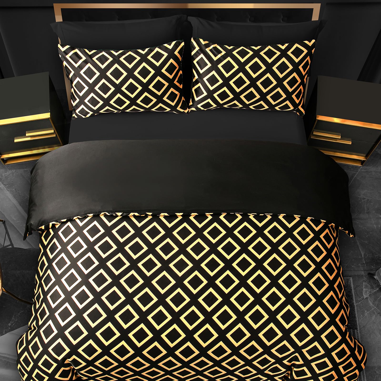 Grace Double Duvet Set, Premium Satin Silk Reversible Duvet Cover Double (200 x 200 cm) 3 PCs - Image 3