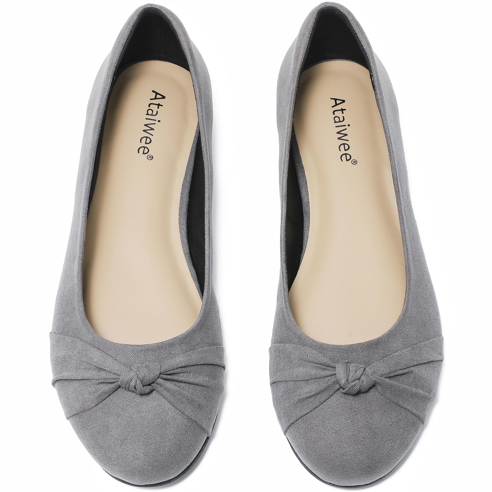 Ataiwee Women's Wide Width Flats Shoes - Ladies Cute and Comfortable Dress Ballet Shoes.