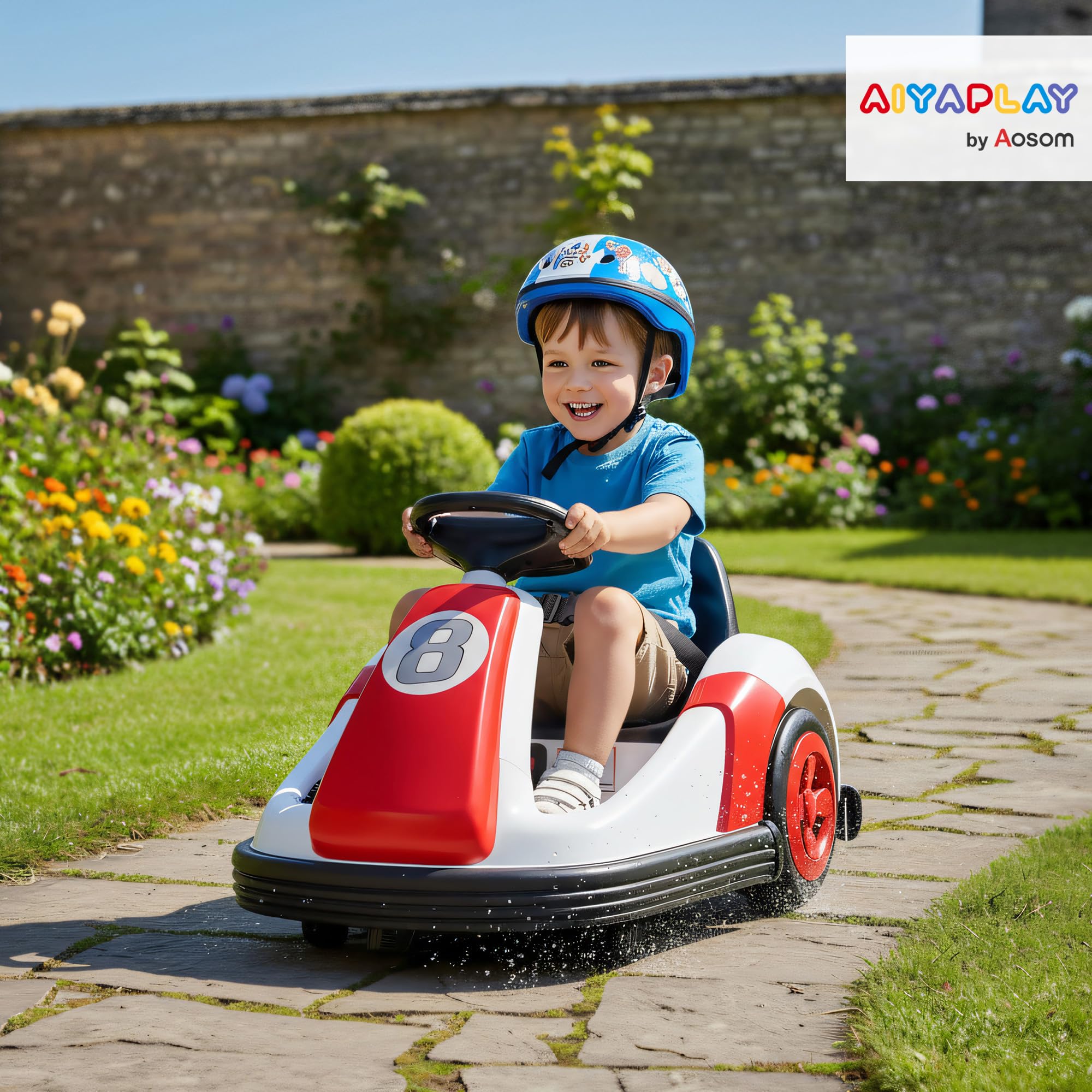 AIYAPLAY Voiture Tamponneuse Électrique Enfant 6V 360° Auto 3 Ans Rouge