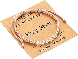 Btysun Morse Code Bracelets for Women Christmas Gift Stocking Stuffers for Teens Pink Braided Bracelets Inspirational Best Friend Birthday Gifts for Her High School Graduation Gifts for Her 2025 Mom Bracelet Jewelry