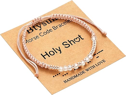 Btysun Morse Code Bracelets for Women Christmas Gift Stocking Stuffers for Teens Pink Braided Bracelets Inspirational Best Friend Birthday Gifts for Her High School Graduation Gifts for Her 2025 Mom Bracelet Jewelry