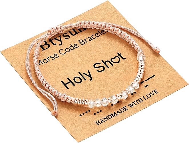 Btysun Morse Code Bracelets for Women Christmas Gift Stocking Stuffers for Teens Pink Braided Bracelets Inspirational Best Friend Birthday Gifts for Her High School Graduation Gifts for Her 2025 Mom Bracelet Jewelry