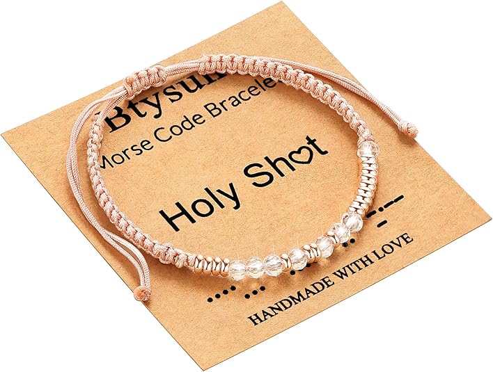 Btysun Morse Code Bracelets for Women Christmas Gift Stocking Stuffers for Teens Pink Braided Bracelets Inspirational Best Friend Birthday Gifts for Her High School Graduation Gifts for Her 2025 Mom Bracelet Jewelry