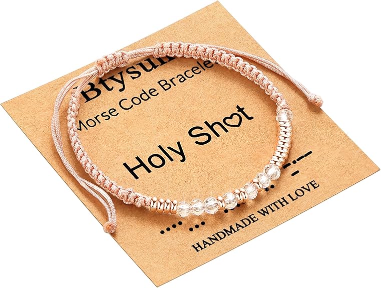 Btysun Morse Code Bracelets for Women Christmas Gift Stocking Stuffers for Teens Pink Braided Bracelets Inspirational Best Friend Birthday Gifts for Her High School Graduation Gifts for Her 2025 Mom Bracelet Jewelry