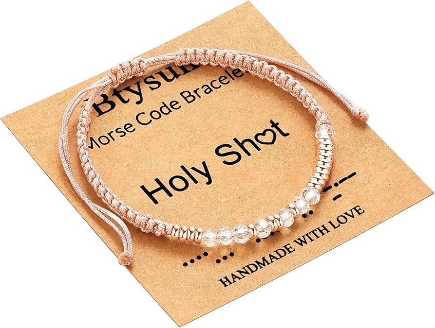Btysun Morse Code Bracelets for Women Christmas Gift Stocking Stuffers for Teens Pink Braided Bracelets Inspirational Best Friend Birthday Gifts for Her High School Graduation Gifts for Her 2025 Mom Bracelet Jewelry