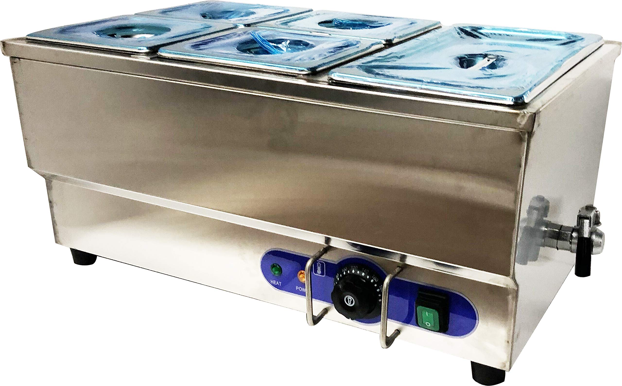 INTBUYING 5 Pan Food Warmer Steam Table Countertop Steamer Kitchen Supply