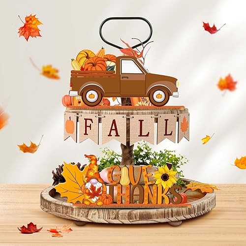 Miniatura 2 de Decoración de mesa de Acción de Gracias, 4 centros de mesa de otoño, decoraciones de otoño para el hogar con calabazas de otoño, girasol de cosecha,