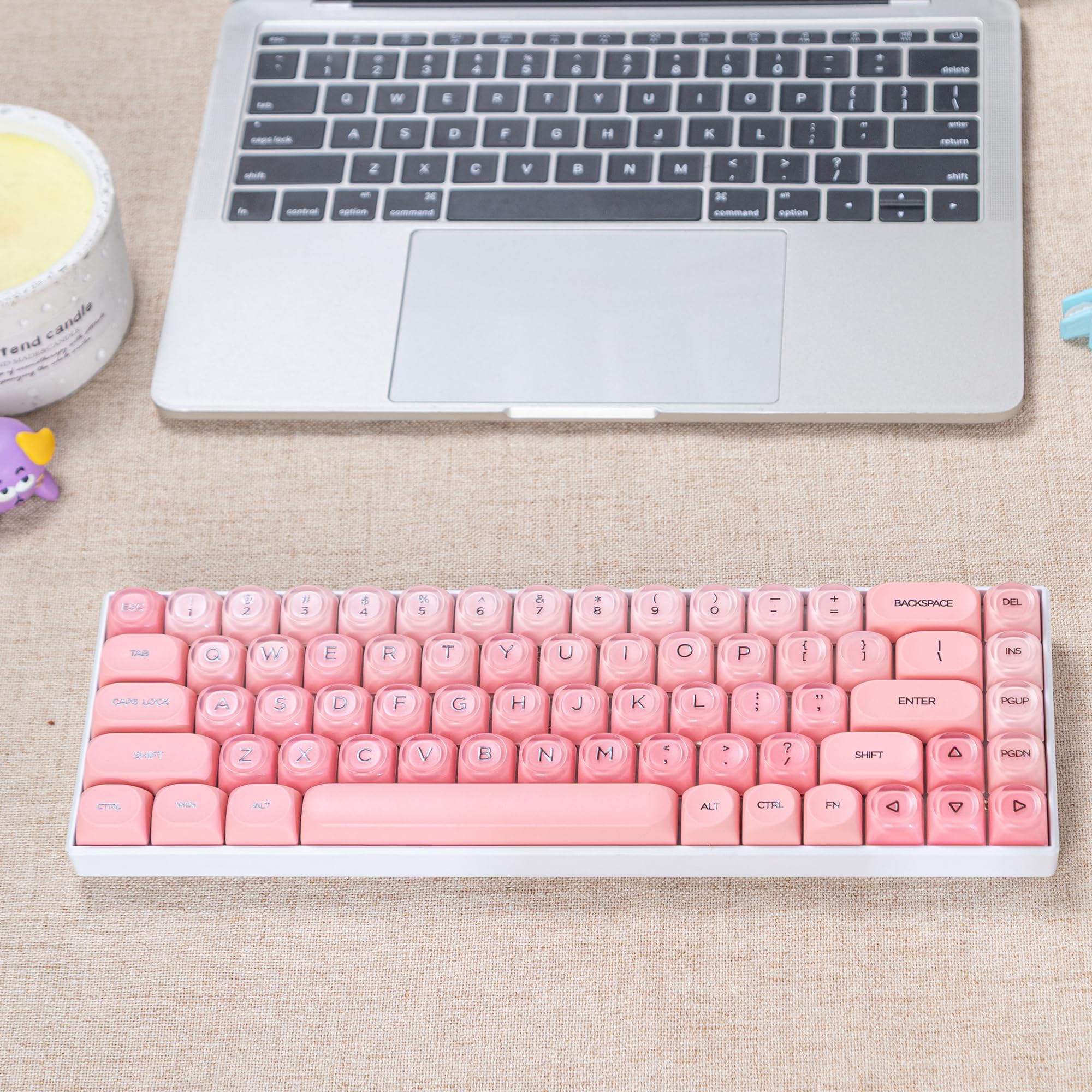 SOLIDEE Set di Keycaps Meccanici PBT da 132 Tasti, Profilo HOA, Keycaps Double Shot Foundation, Keycaps Meccanici Boxed, Compatibile con Tastiere Gaming e DIY con Interruttori MX(Peach Pink)