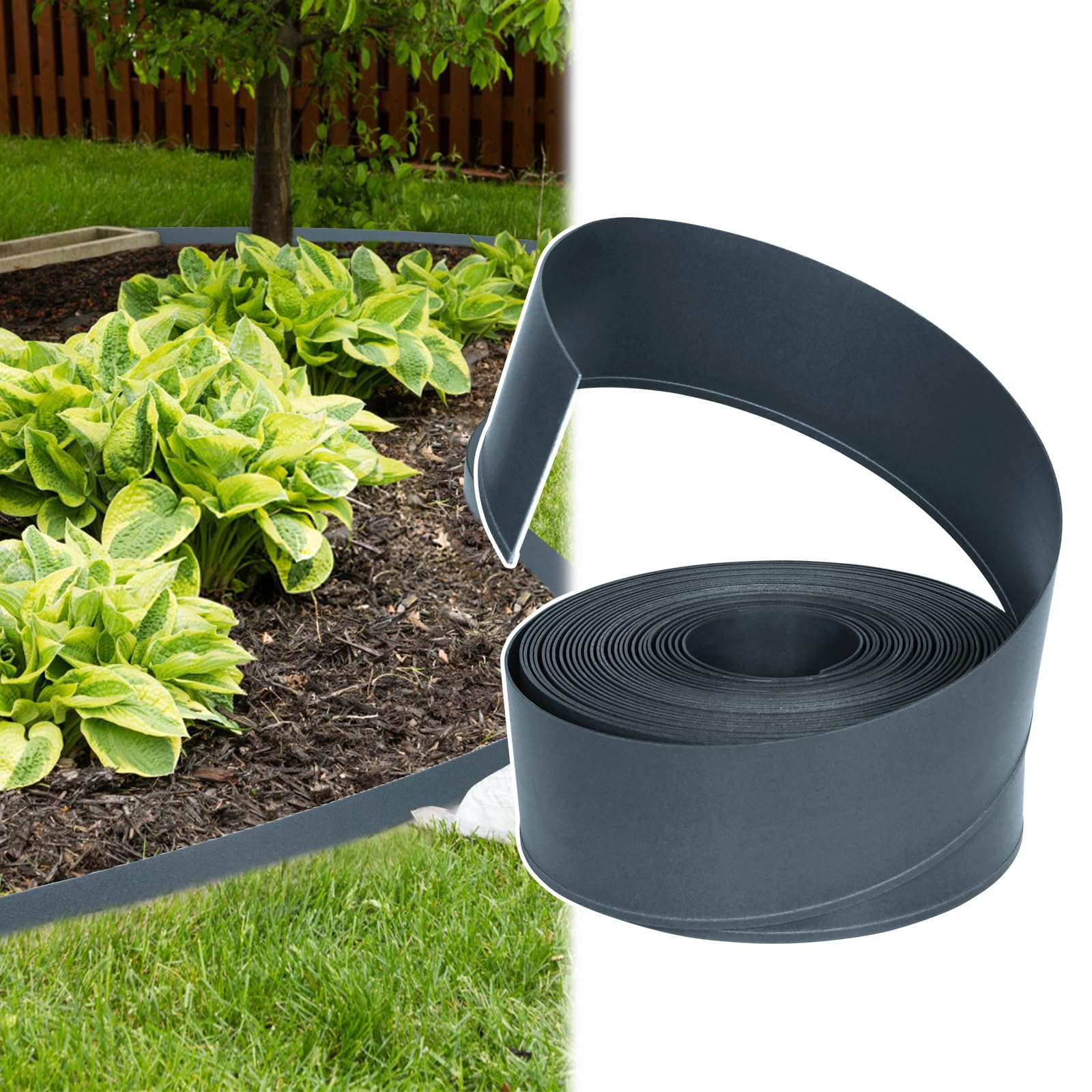 NAIZY Rasenkante Beeteinfassungen PP-Kunststoff Rolle Beetumrandungen Flexible Gartenbeetbegrenzung UV-Schutz und Witterungsbeständigkeit Rasen Mähkante Rasenkantenband, Grün