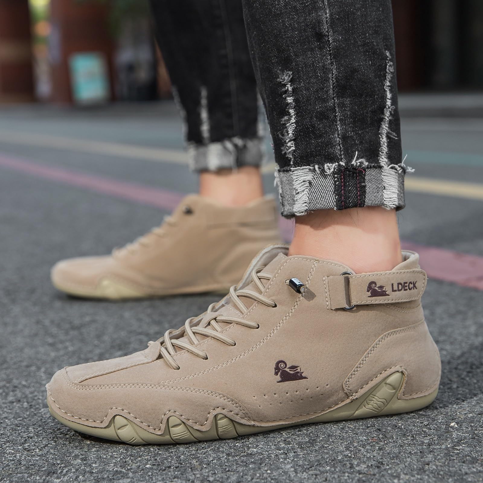 Botas Altas Italianas Hechas A Mano Unisex Zapatos Beck Minimalistas Al Aire Libre Zapatos Descalzos Informales Antideslizantes Transpirables for Caminar Senderismo Conducir Botas Chukka(Caqui,41 EU)