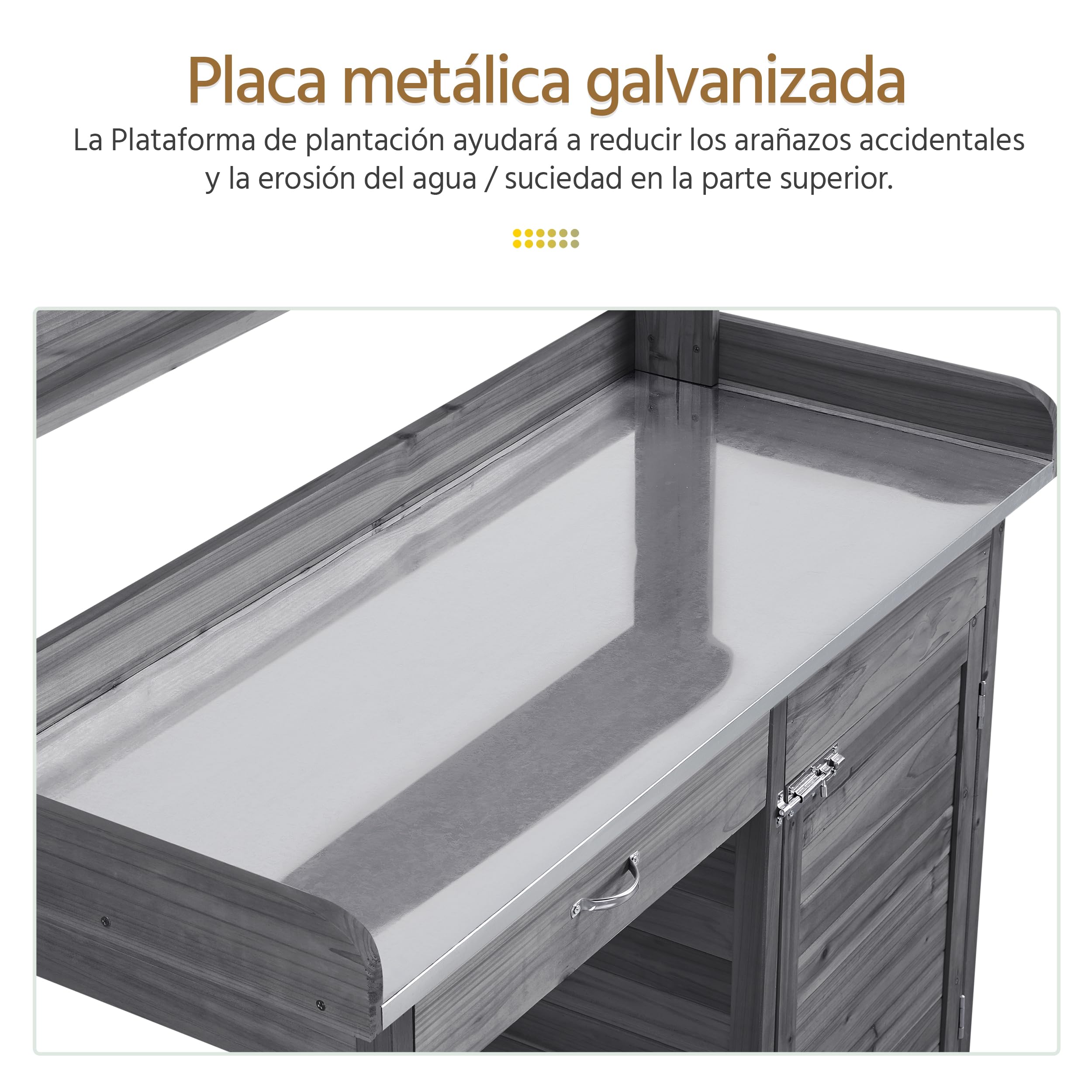 Yaheetech Mesa de Jardinería con cajón Estante Armario de Mesa Plantación 112 x 46,5 x 125 cm Gris