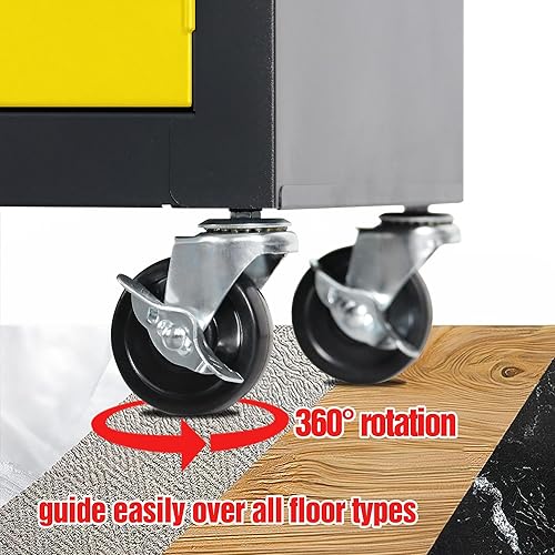 Miniatura 6 de Carrito Caja de Herramientas Resistente de Acero Rodante con Puertas con Cerradura (TZ12 Negro Amarillo)