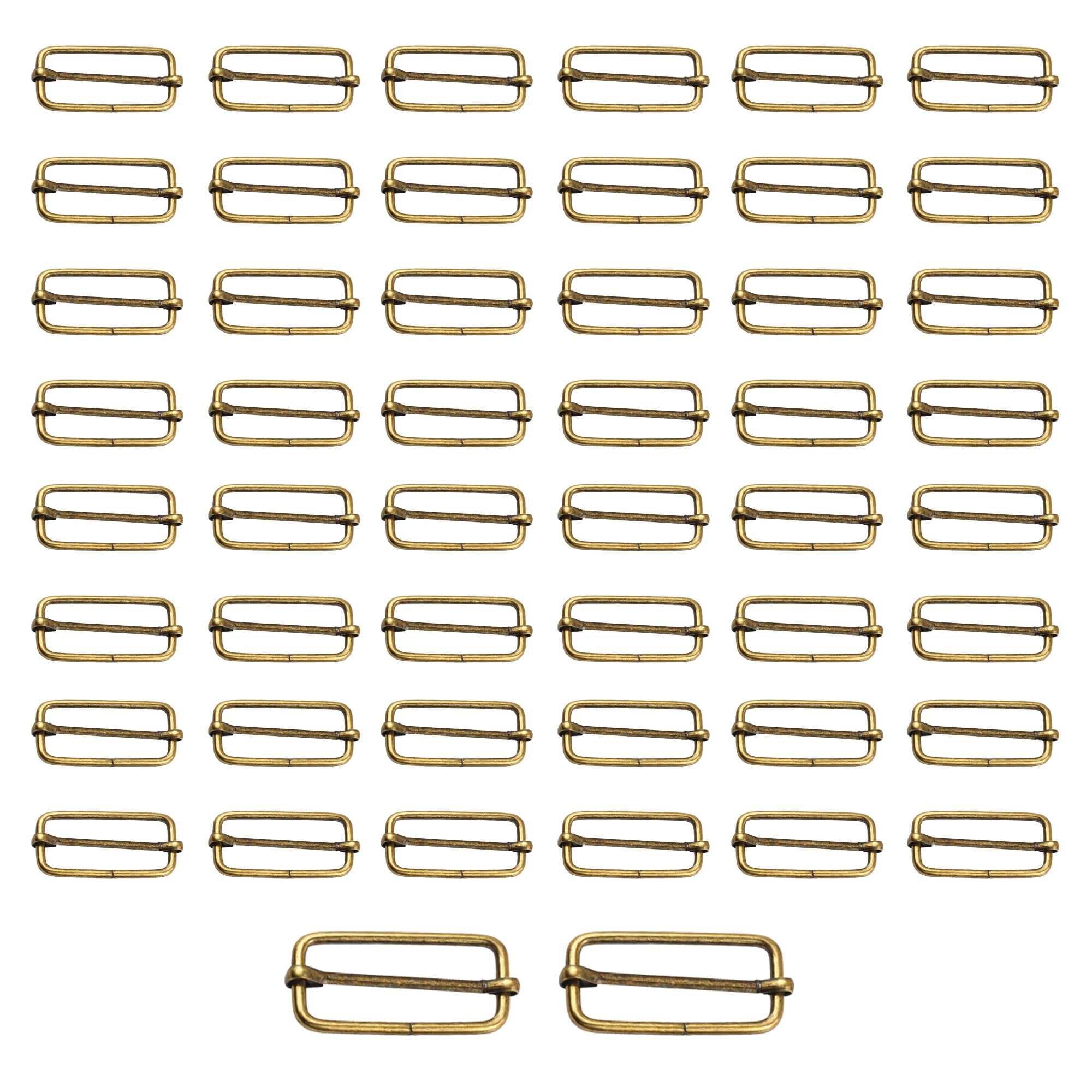 Trimming Shop 50pcs Triglide Slider Buckle Metal Adjustable Durable Lightweight Slide Buckle for Webbing Straps, Backpack, Fasteners Strap, Pet Collars and Bag Accessories, 50mm, Bronze
