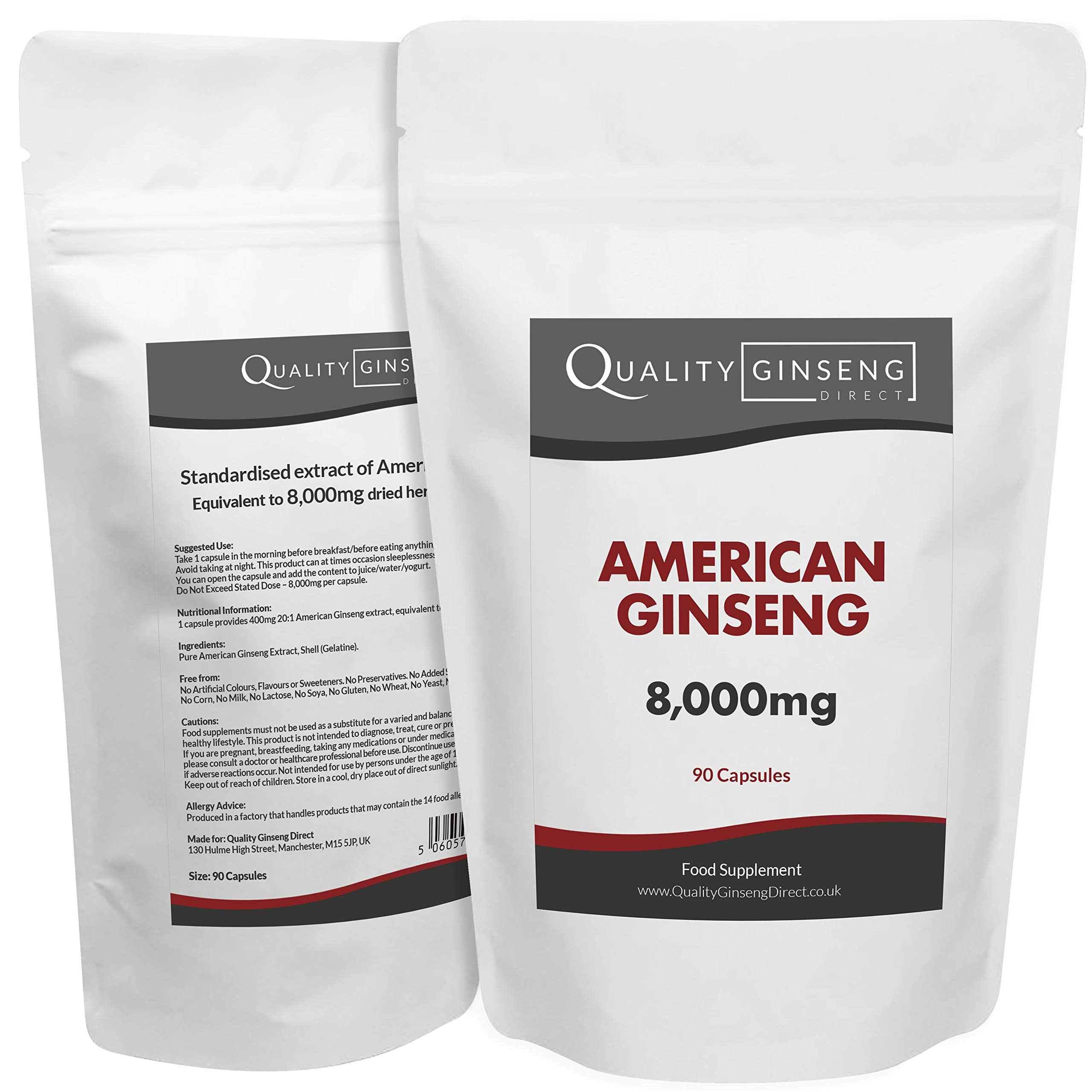 American Ginseng - 8,000mg Capsules - Powerful Formula (90)