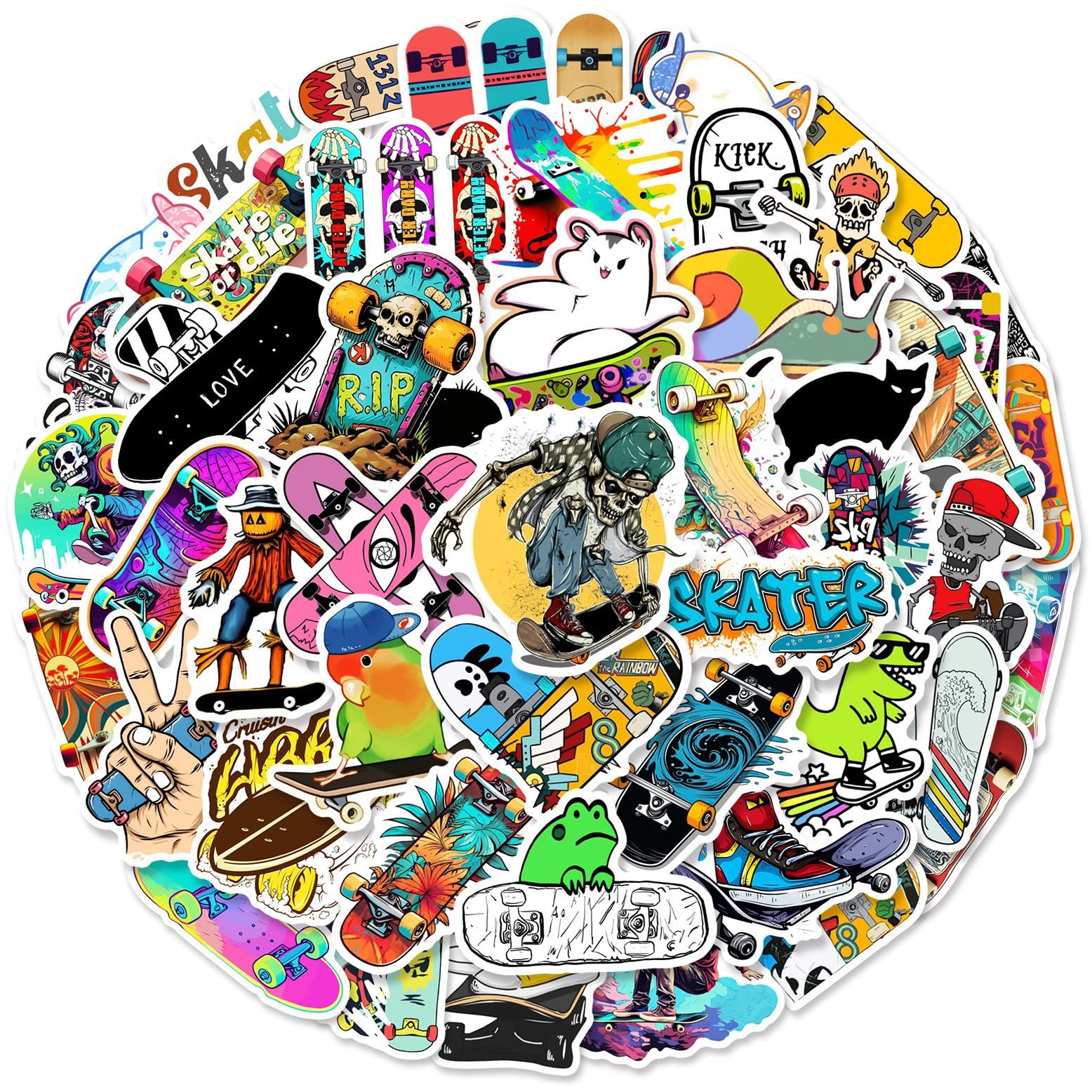 Chaopaitiezhi Girls Mehrfarbig Skateboarding Stickers Skateboard Stickers Pack Of 50 Skateboard Graffiti Stickers Motorcycles Bicycle Snowboard Luggage Laptop Car Suitcase For Children And Teenagers Waterproof Vinyl Stickers