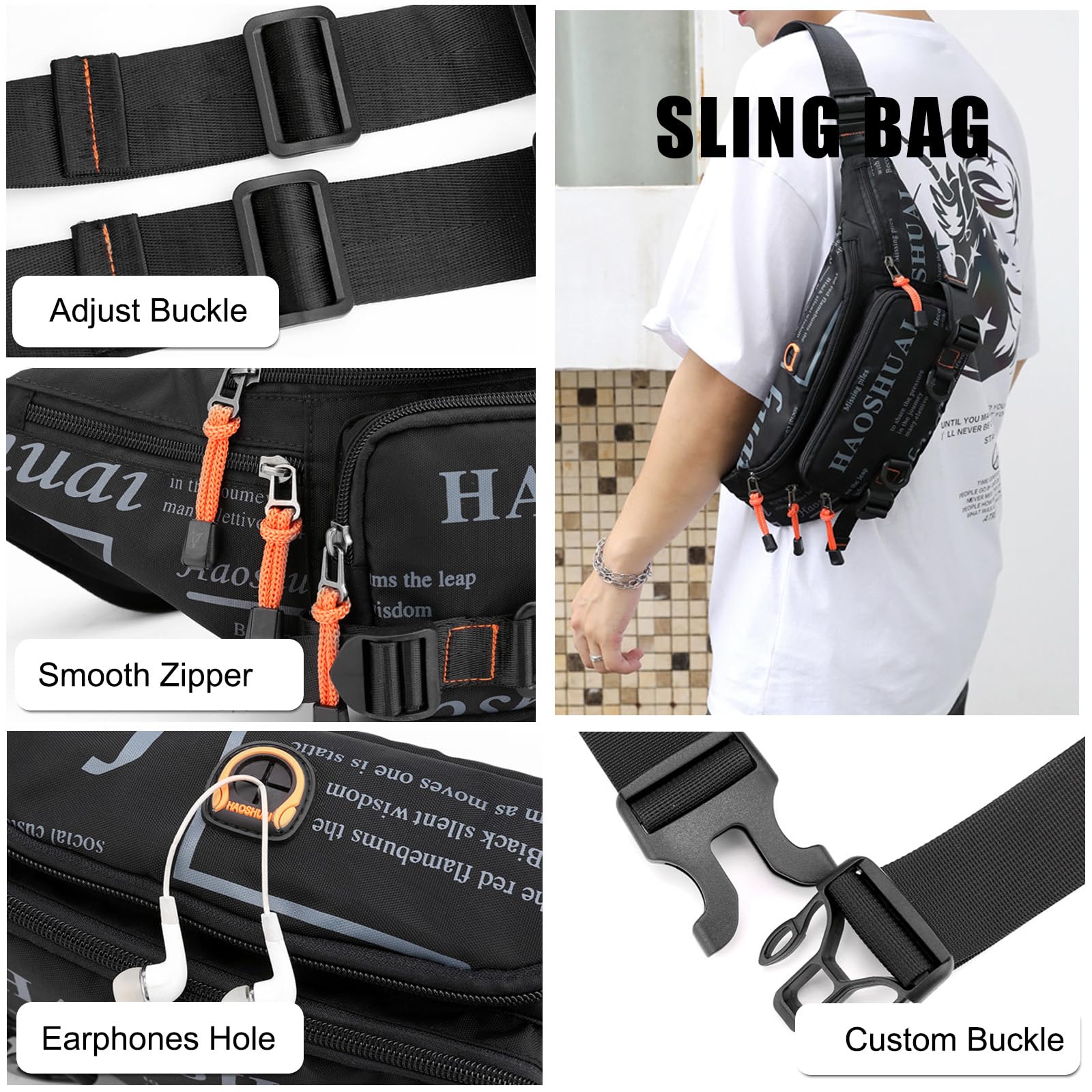 FANDARE Moda Marsupio Zaino a Monospalla Uomo Borsello Uomo Tracolla Donna Waist Pack Borse a spalla da palestra Sling Chest Bag Zaini da escursione Borsa per Viaggio Trekking Ciclismo