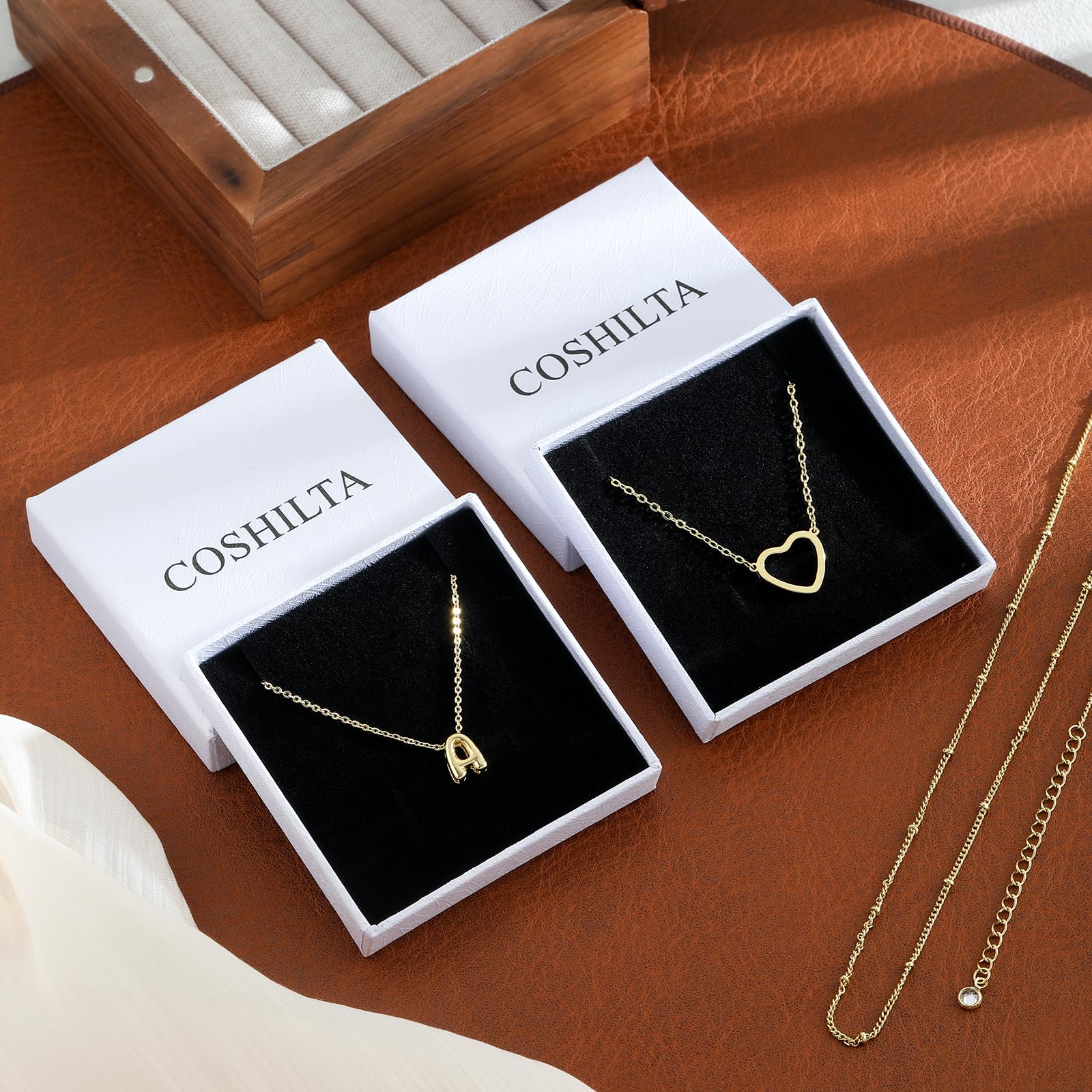 QYYZTQY Iniziale s per Donna 3 Pezzi Semplice Cuore d'oro alla con Lettera a Bolle Oro Semplice con Ciondolo Carino - Catena con Lettera dalla A alla Z, Regalo di gioielleria