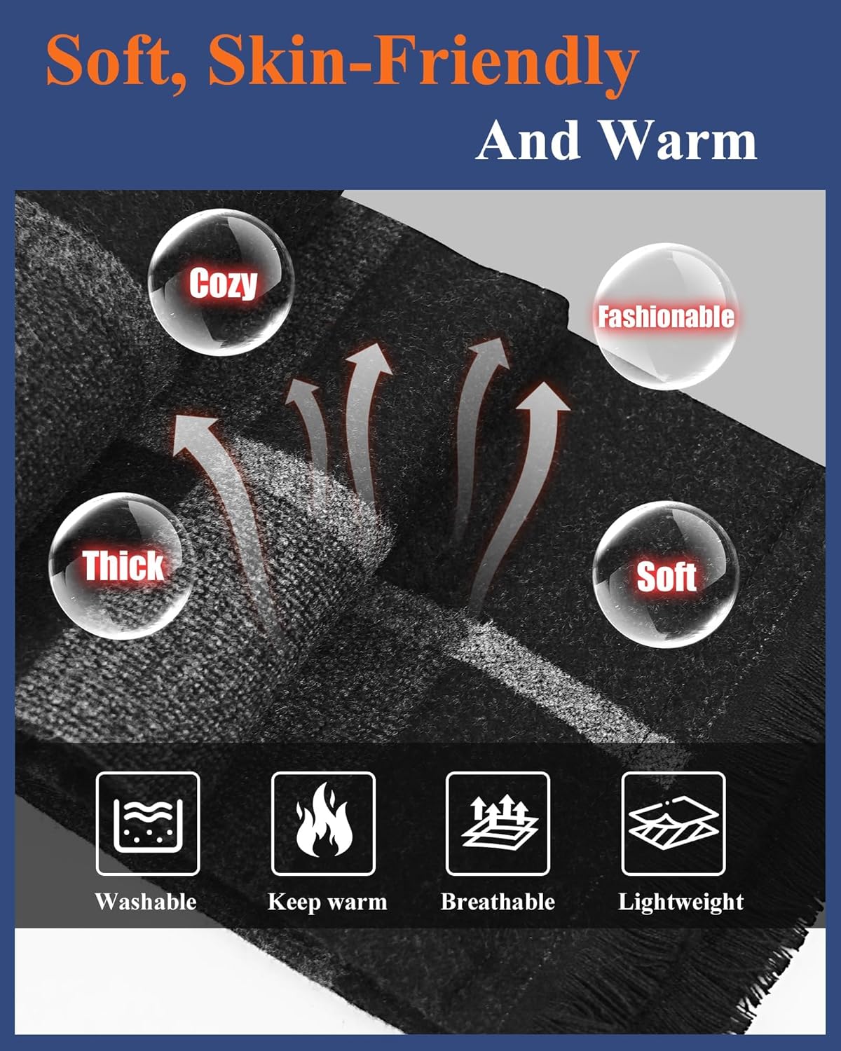 Heated Scarf For Men&Women 3 Adjustable Temperature Levels Rechargeable Battery Included Electric Winter Neck Scarf - Image 3