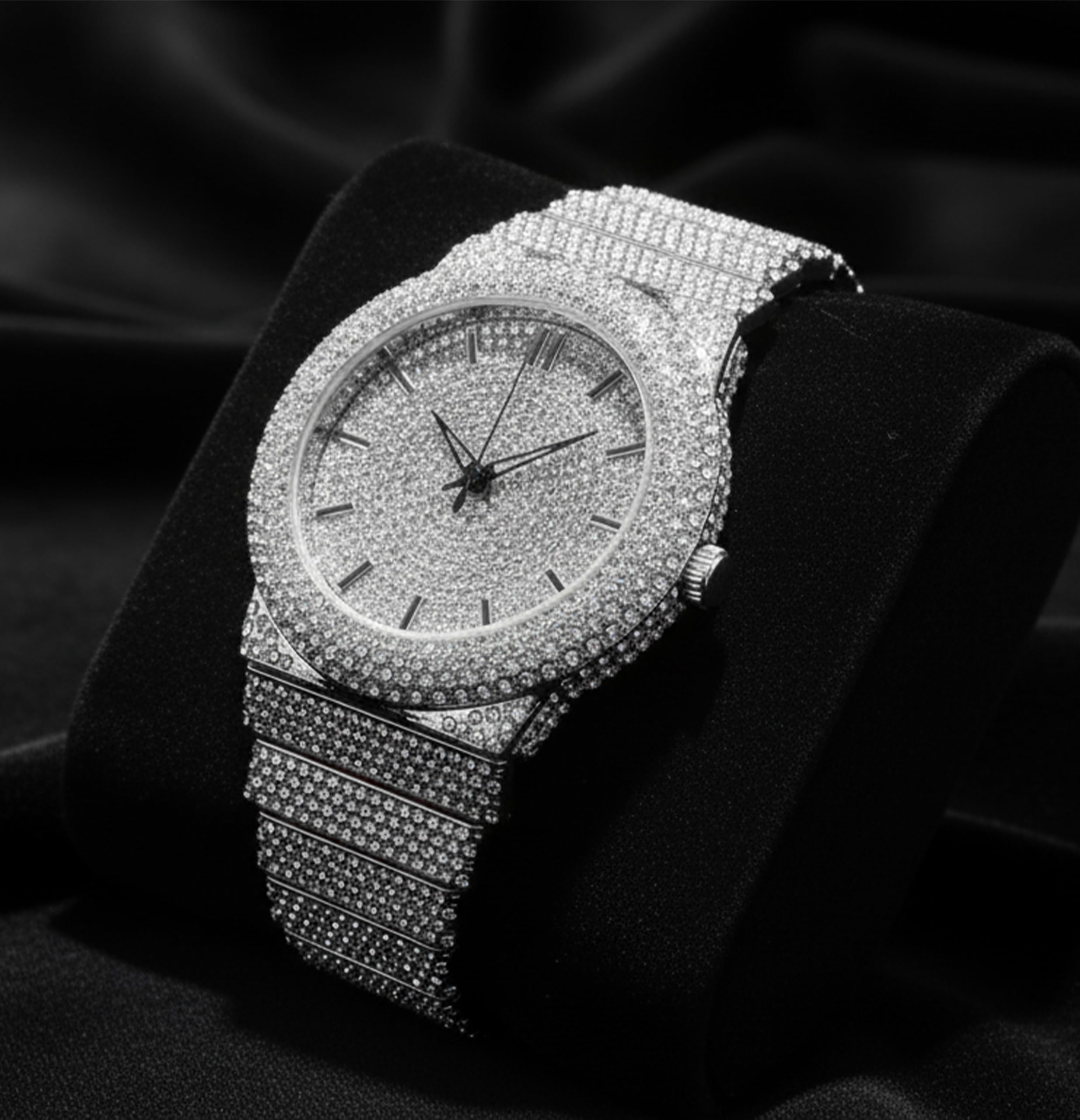 ICE STAR Set di orologio e bracciale con diamanti da uomo, 46 mm