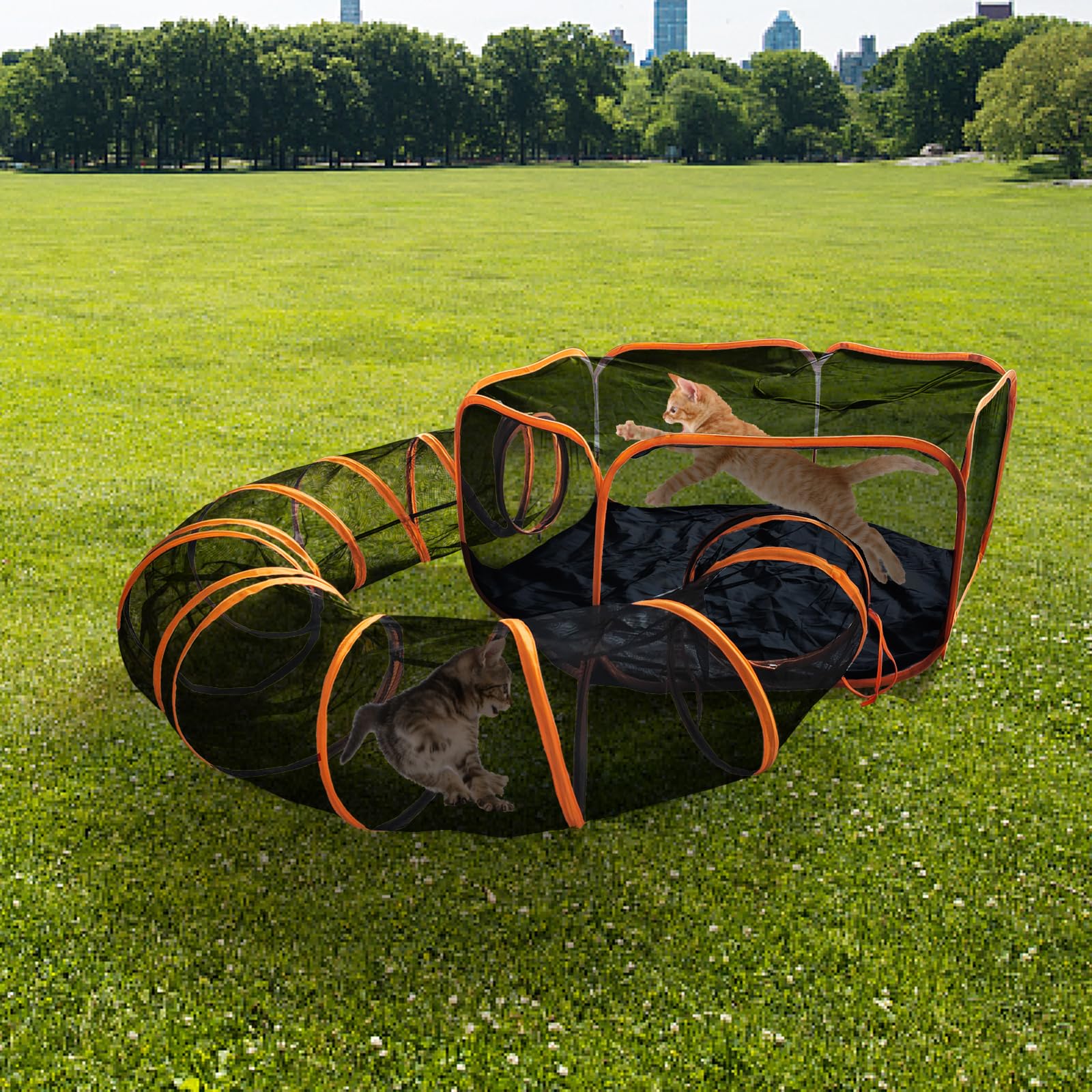 Homegroove Recinzioni per gatti da esterno, recinto per gatti da interno, box pieghevole portatile per gatti (tenda per gatti e tunnel per gatti) per più gatti e piccoli animali, tenda con borsa per