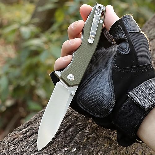 Miniatura 8 de REMETTE Handfeel - Cuchillo de bolsillo plegable hoja 9Cr18MoV rodamiento de bolas de cerámica apertura abatible cuchillo de trabajo diario EDC con
