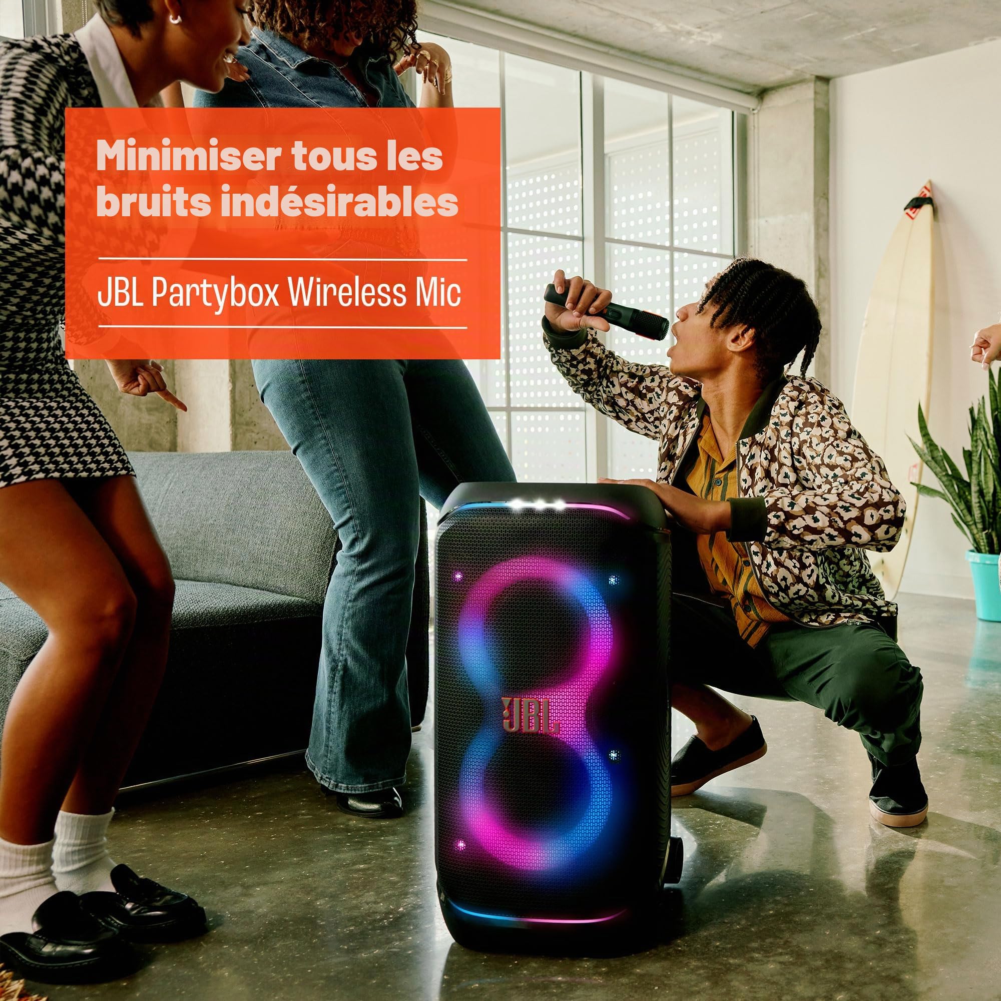 JBL PartyBox Microphone sans Fil - 2 Microphones sans Fil numériques, Batterie Rechargeable (20 Heures - 700 mAh), Voix Claire, Son Net, Connexion Stable de 2,4 GHz, Compatible avec Tous Les