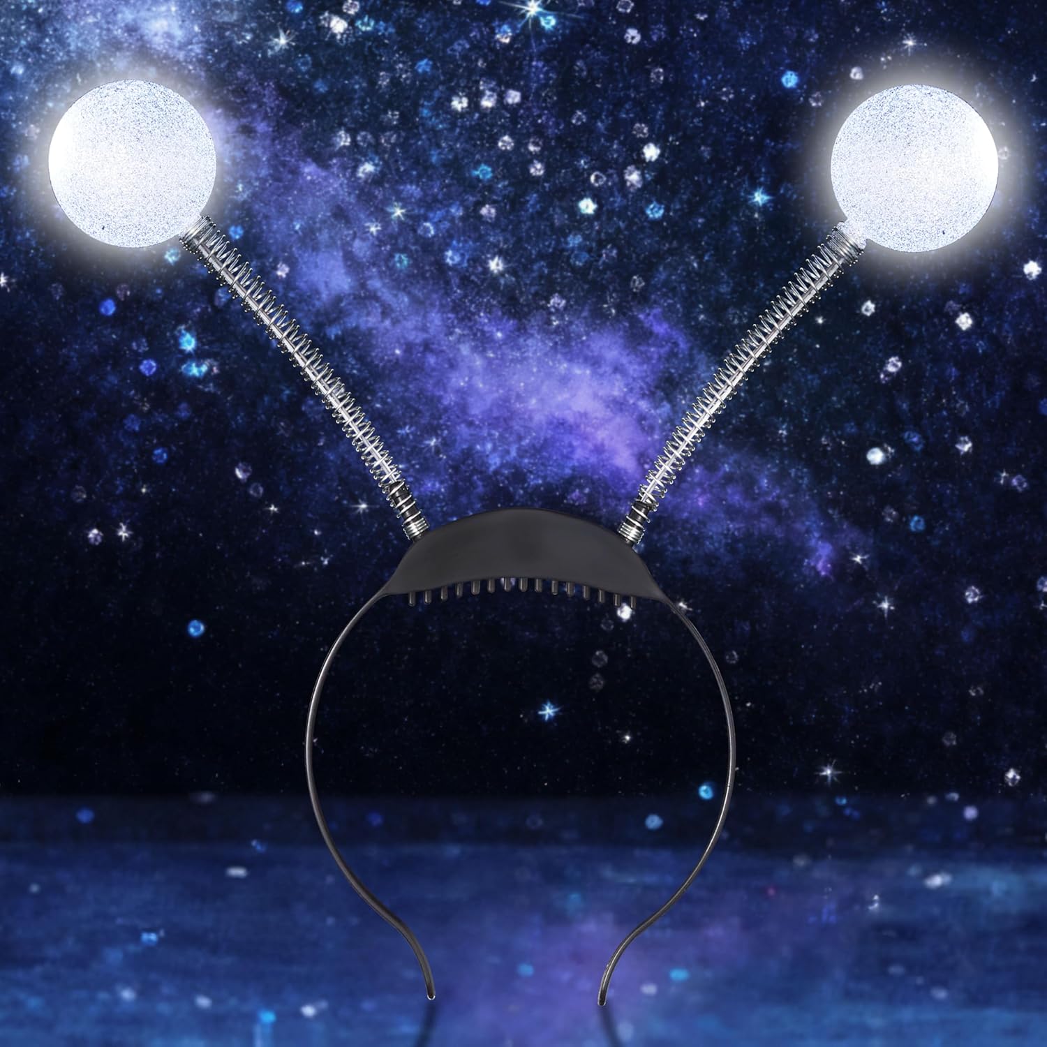JOYIN LED Martian Antenna Headband, Silver Lighting Head Boppers, Alien Headbands, Martian Headpiece Set, Glowing Alien Headwear for Kids Party Costume Favor Halloween Accessories
