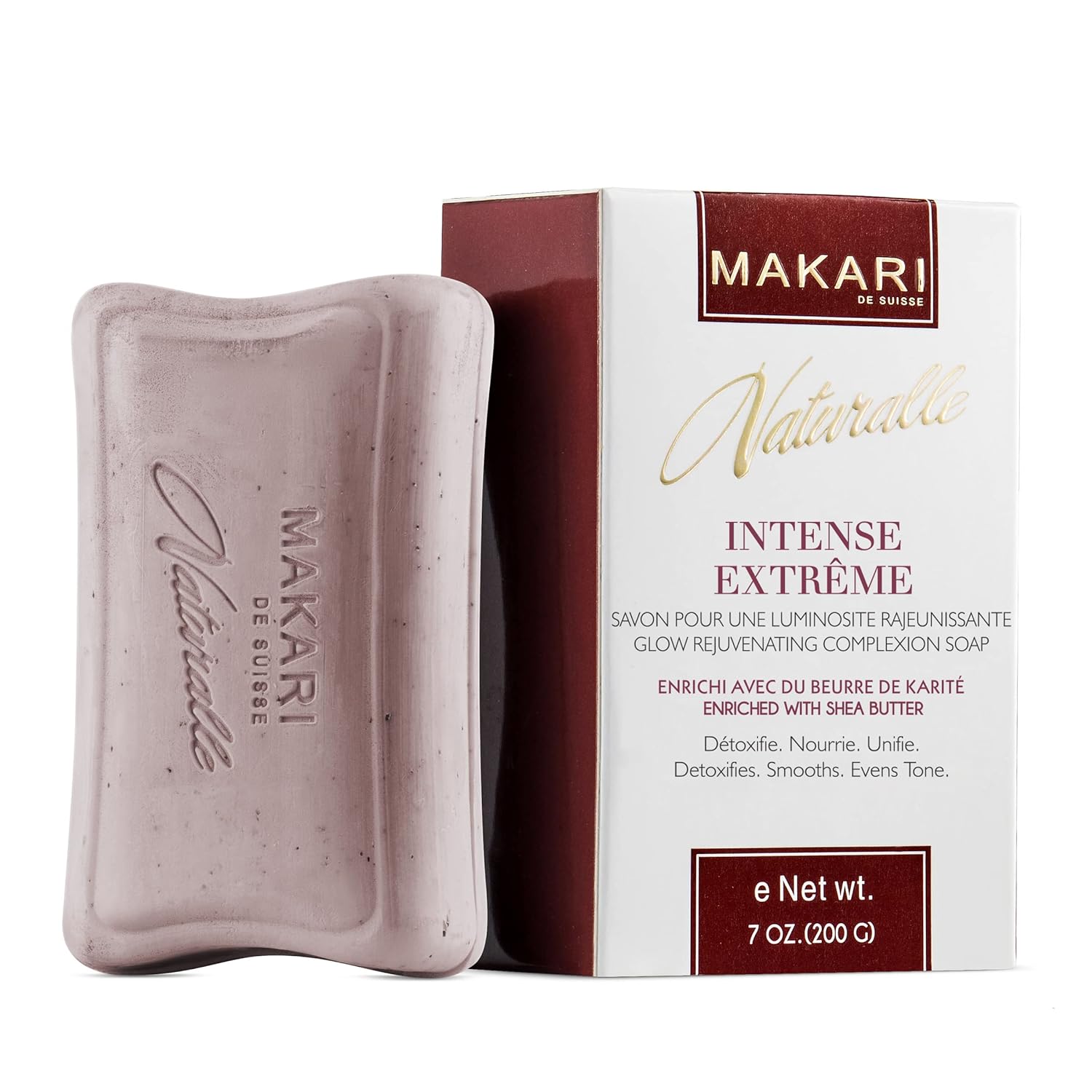 MAKARI Naturalle Intense Extreme Skin Brightening Soap (7 oz) | Exfoliating & Purifying Bar with Shea Butter & SPF15 | Glow-Enhancing Cleanser for Uneven Areas