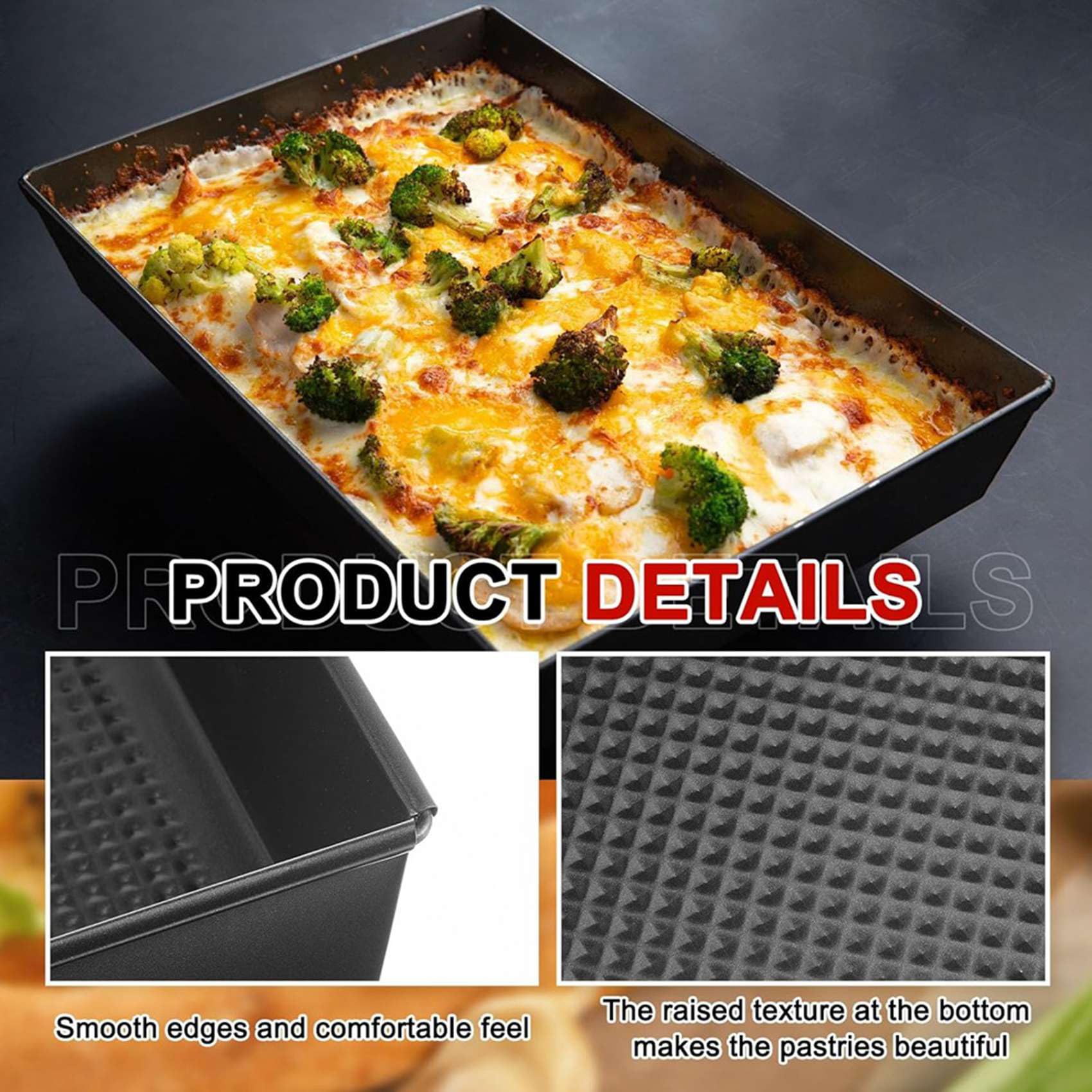 6 Detroit Style Pizza Pan Hard Prostokątne Patelnie do Pizzy Nieprzywierające Naczynia do Pizzy w Stylu Sycylijskim Wstępnie Przyprawione Naczynia do Pieczenia