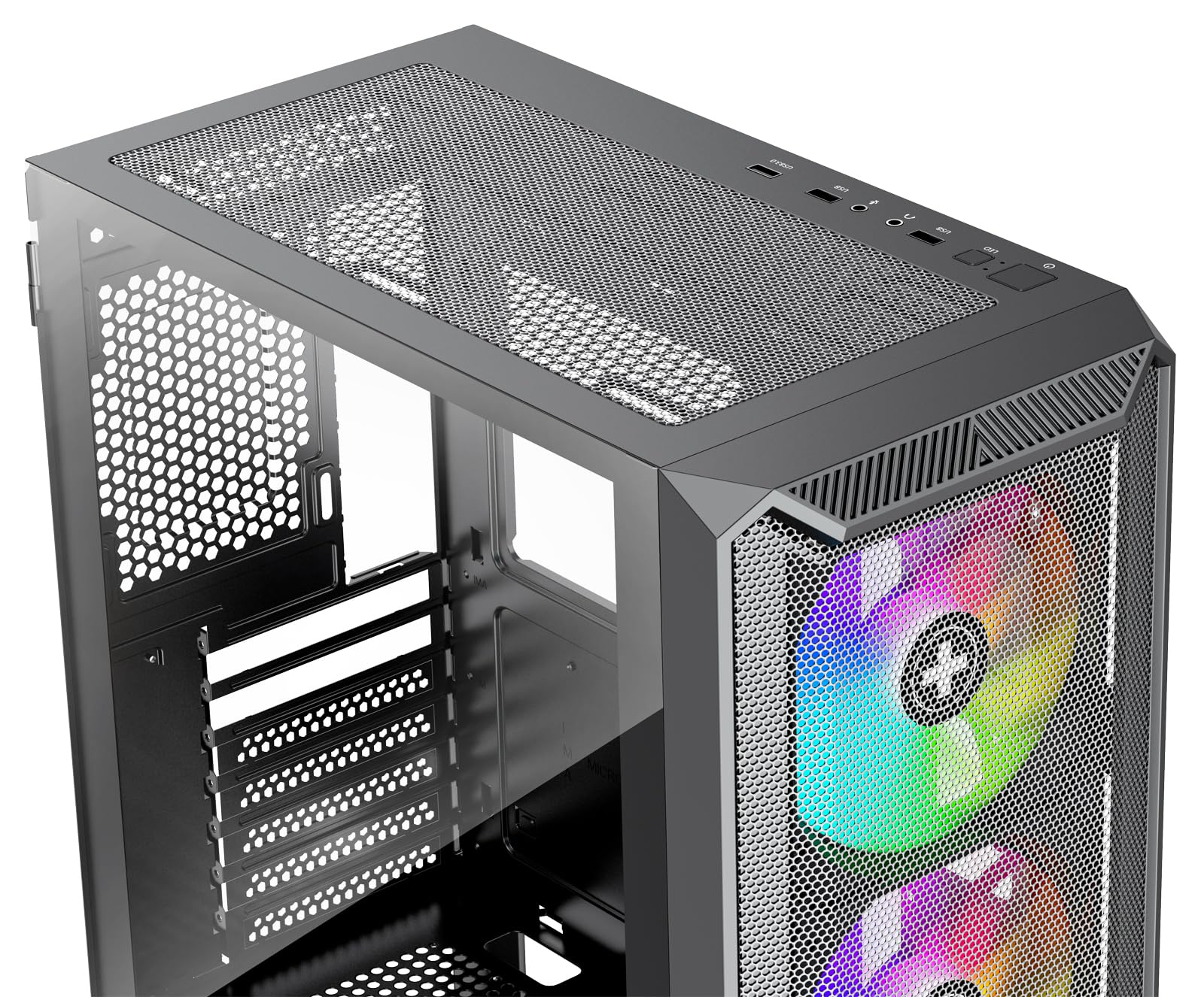 Xilence X613 XILENT Blade II Gaming PC Case, 3 x 120 mm ARGB Fans, ATX Midi Tower Case, Mesh Front Panel for Good Airflow and PWM/ARGB Control Board, pannello laterale in vetro senza viti, nero