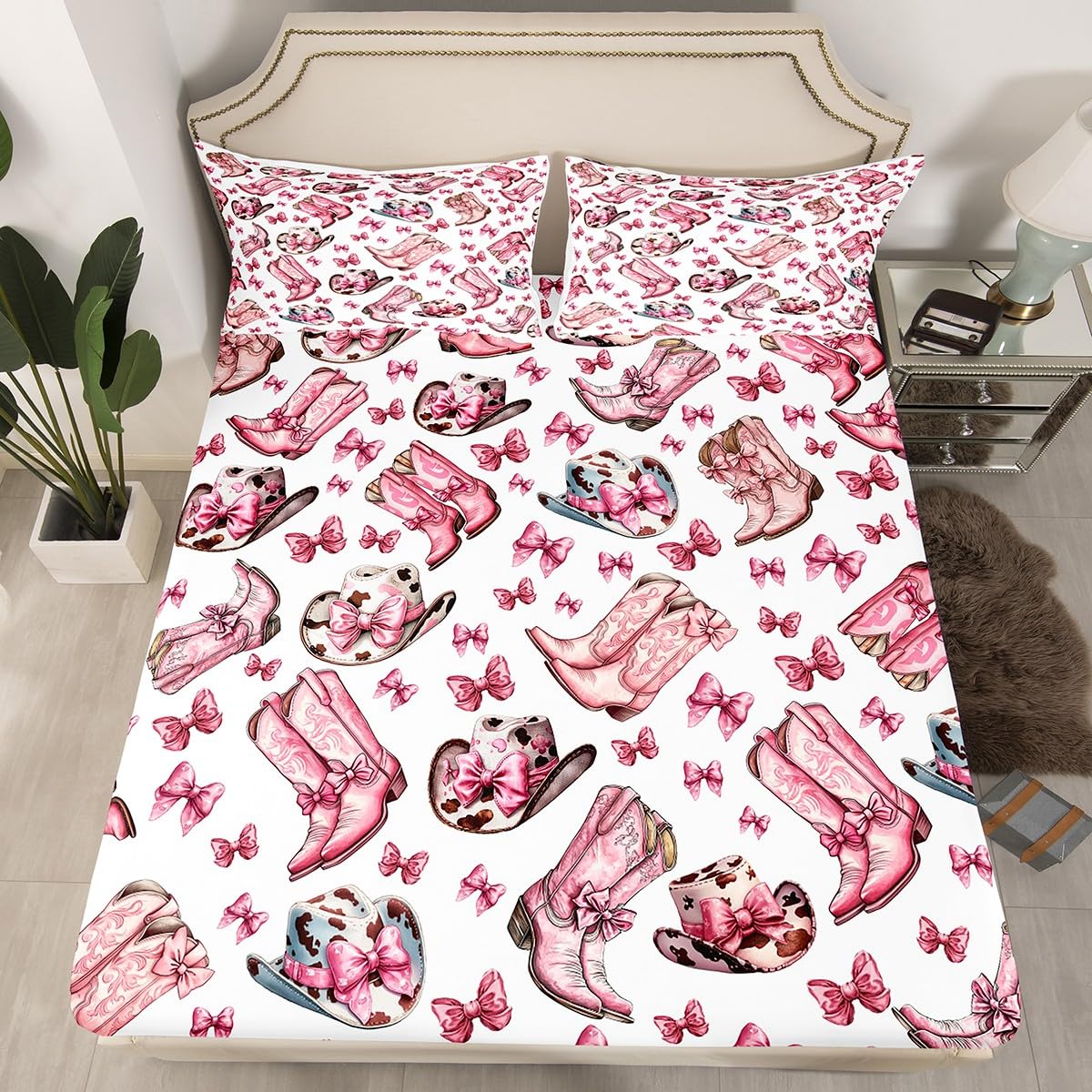 Drap-housse bottes tribales occidentales rustiques Manfei et taies d'oreiller lit double