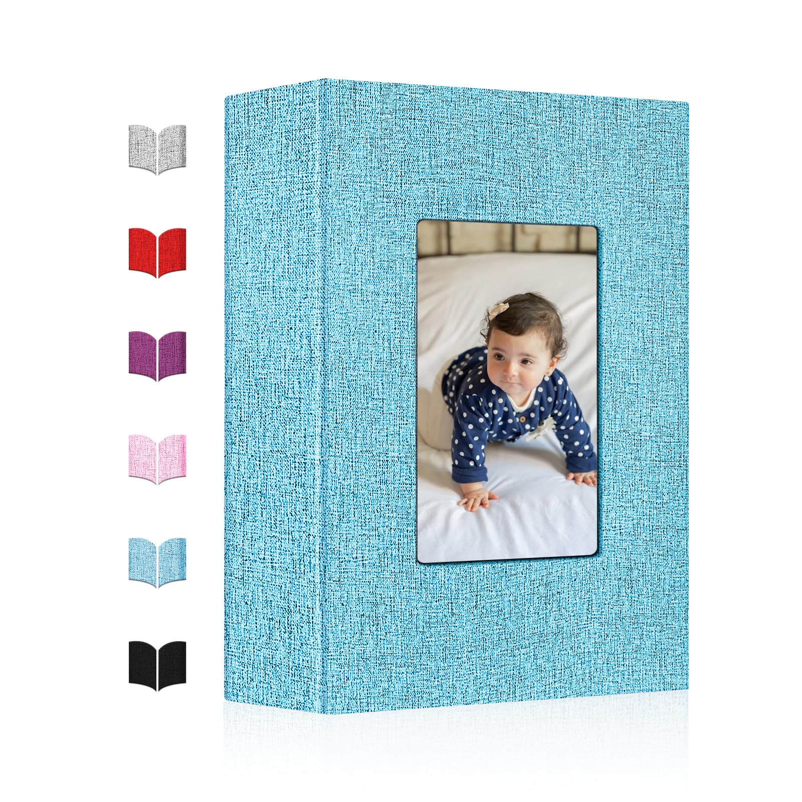 Photo Album 4x6,Linen Cover Slide-in Photo Album Book Can Holds 200 4x6 Photos with 50 Black Sheets for Baby Family Pictures Artwork or Postcards Storage (Denim Blue)