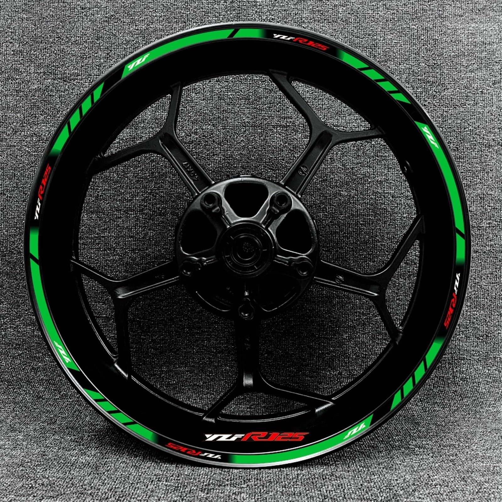Motorcycle Reflective Wheel Rim Stripe Sticker Front Rear Full Set Decal for Yamaha YZF R125 Decorative(Color15)