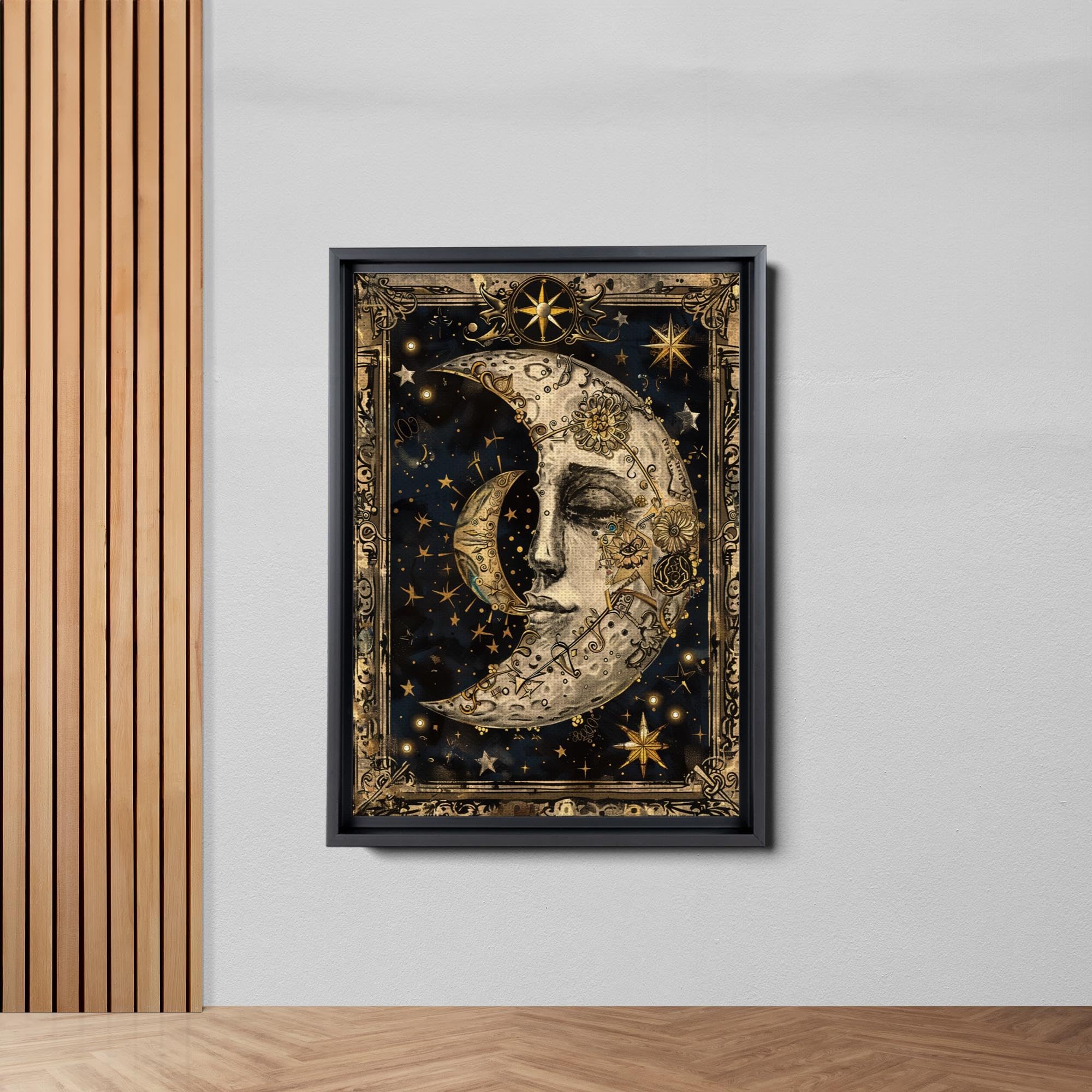 Amazon.com: The Moon Crescent, Vintage Celestial Wall Art, Moody