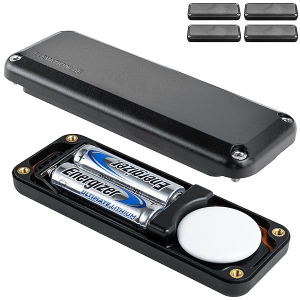 Elevation Lab AirTag 10-Year Extended Battery Case - Uses AA Batteries - 14x More Capacity Than CR2032 TimeCapsule | Waterproof, CR 2032 Battery Replacement (4-Pack)