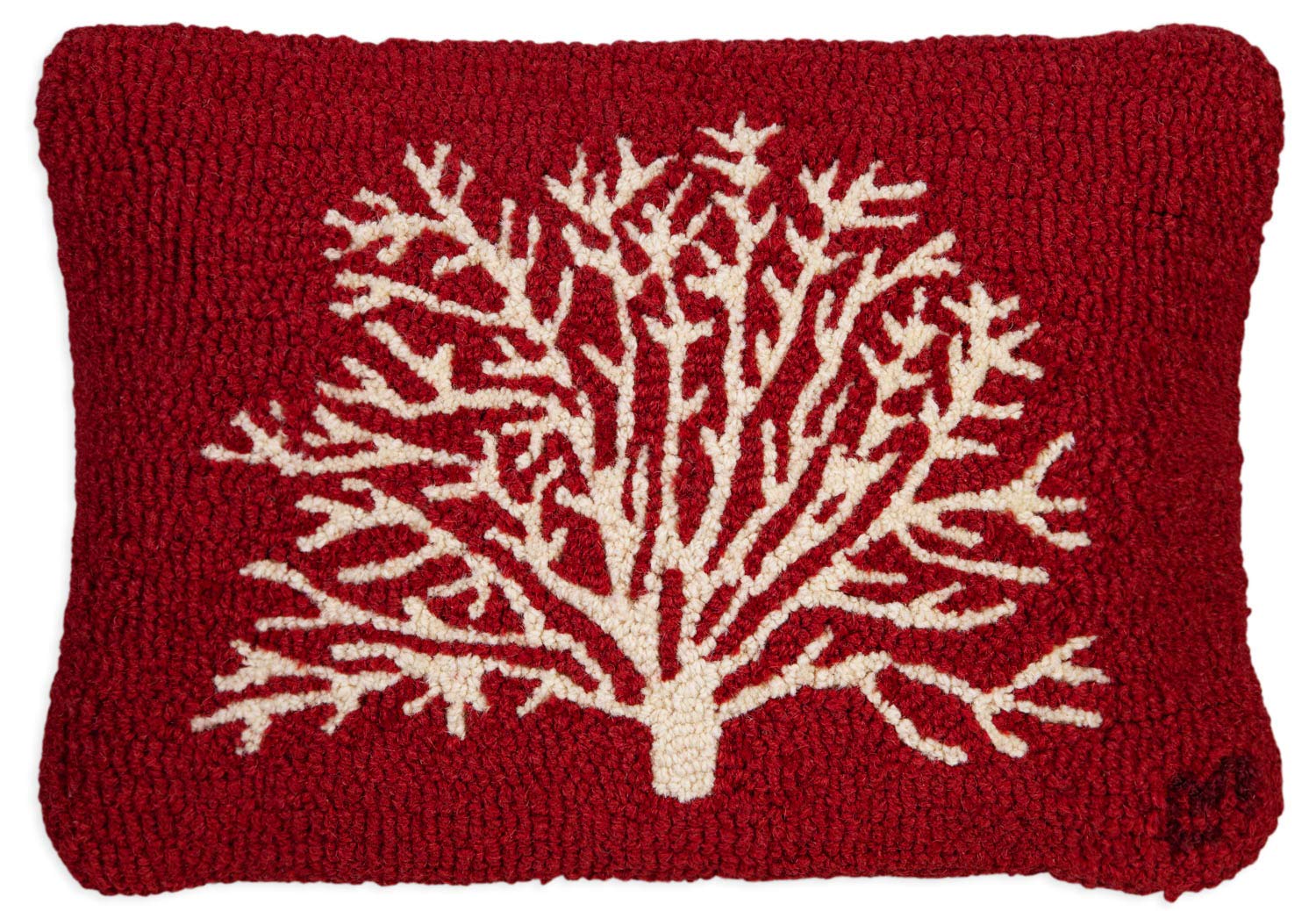 Chandler 4 Corners Artist-Designed Stick Season Tree on Red Hand-Hooked Wool Decorative Throw Pillow (14 in x 20 in) Winter Pillow for Couches & Beds - Easy Care, Low Maintenance Woods, Forest Pillow