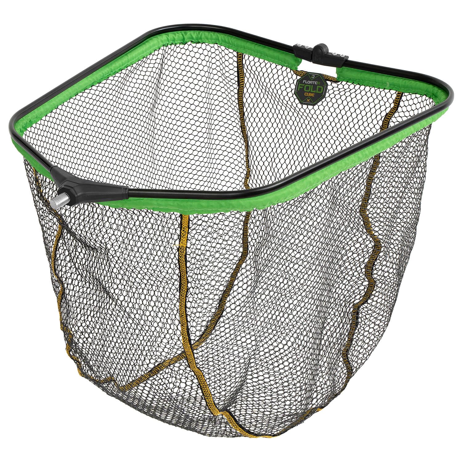 Delphin Reaxe Floater Kescherkopf Schwimmend Gummiert Faltbar, leichter Aluminiumrahmen, schwarz-grün, faltbares Netz für Angler, universell kompatibel, 50x40cm bis 80x70cm